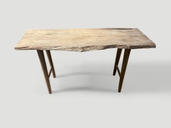 Andrianna Shamaris Wabi-Sabi Console Table, Live Edge Teak Wood