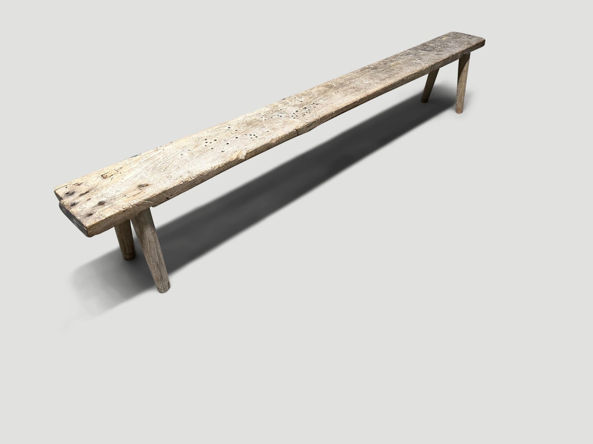 Andrianna Shamaris Wabi Sabi Long Teak Wood Bench  In Excellent Condition For Sale In New York, NY