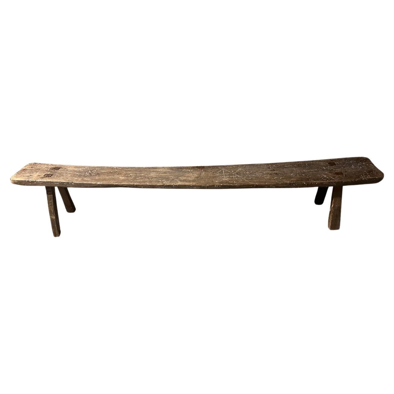 Andrianna Shamaris Wabi Sabi Long Teak Wood Bench  For Sale