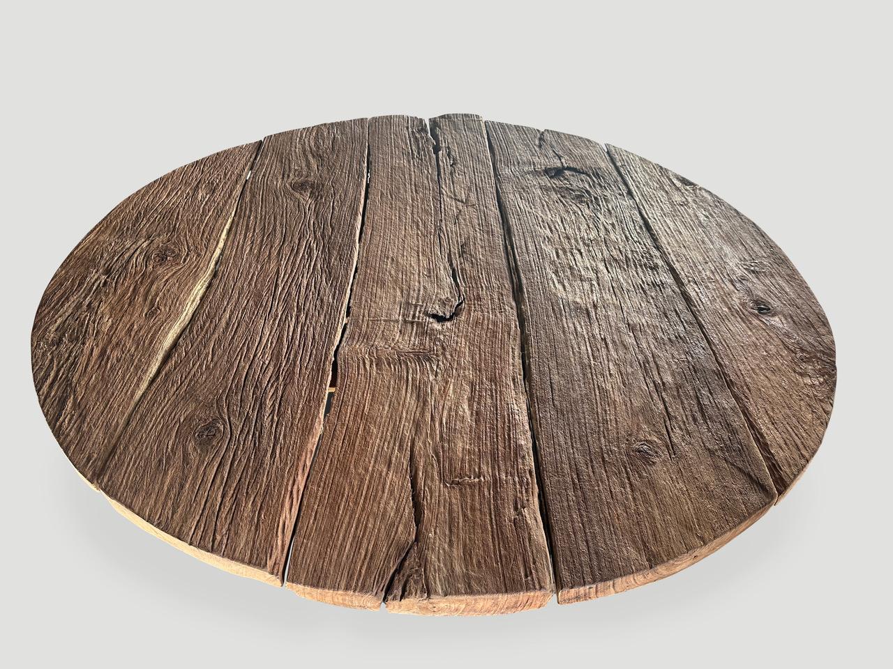 Andrianna Shamaris Wabi Sabi Round Teak Wood Table  In Excellent Condition For Sale In New York, NY