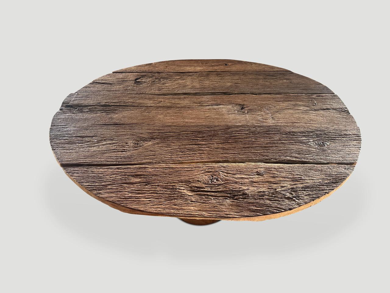 Contemporary Andrianna Shamaris Wabi Sabi Round Teak Wood Table For Sale