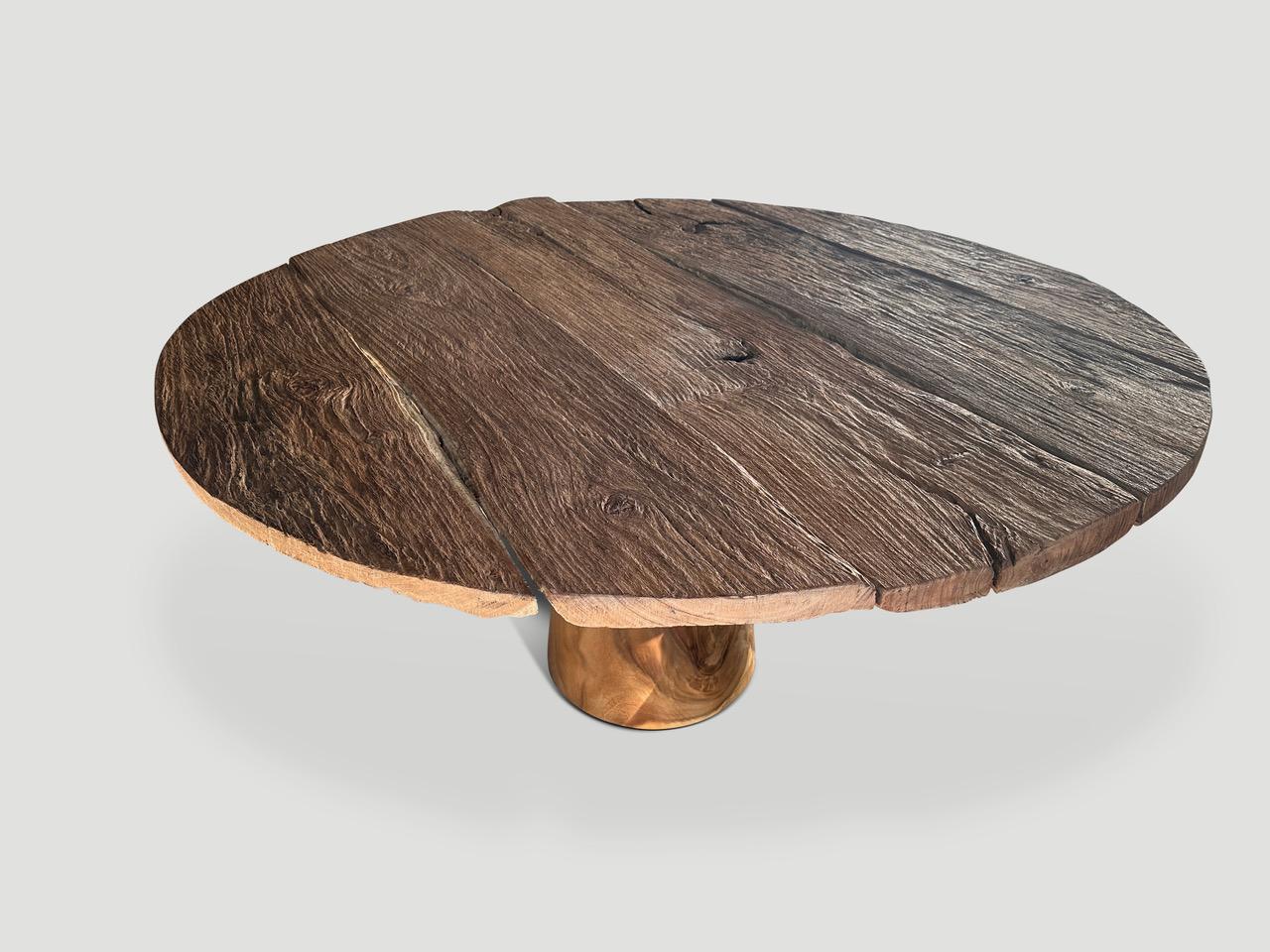 Andrianna Shamaris Wabi Sabi Round Teak Wood Table  For Sale 1