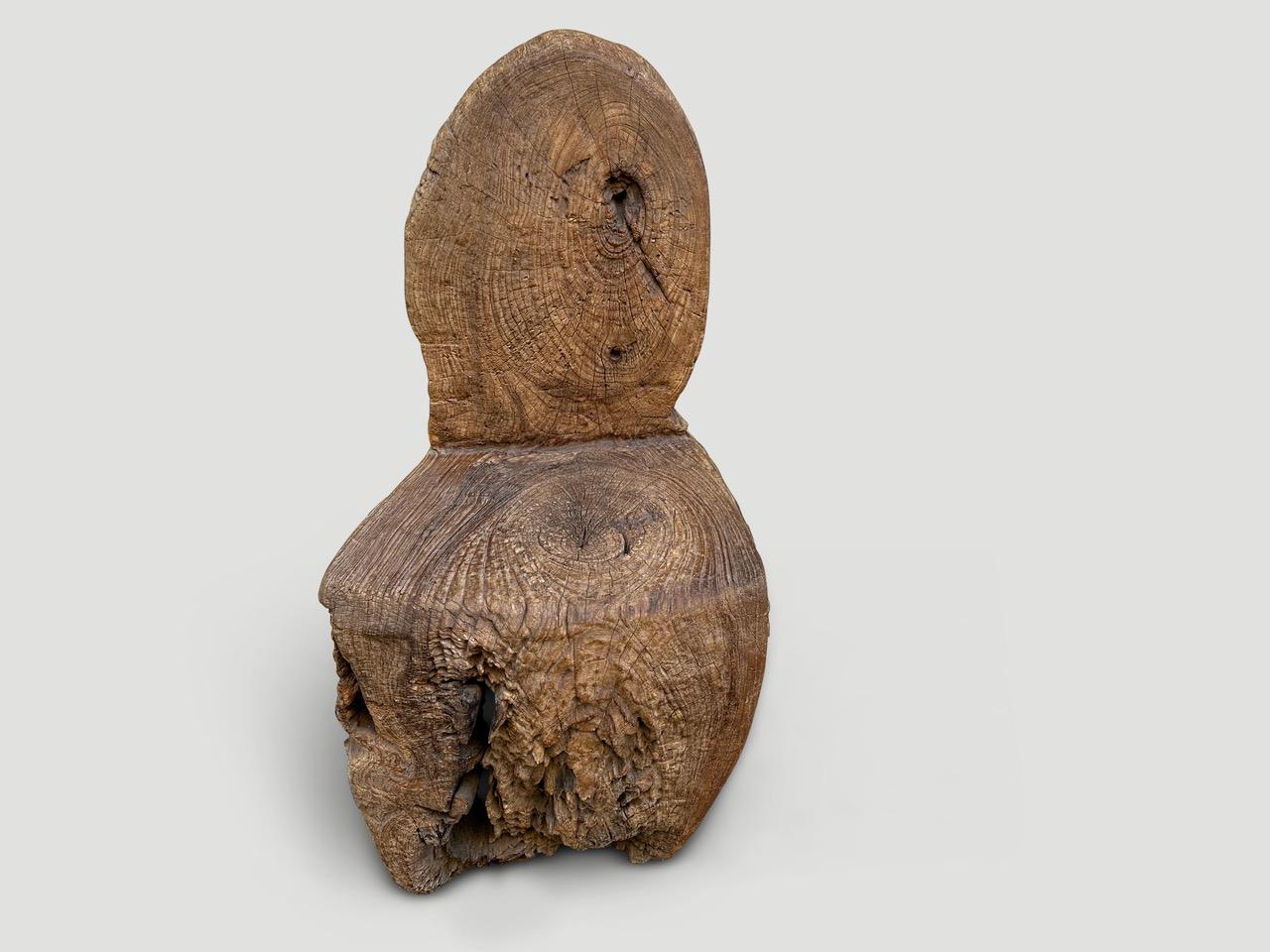 Early 20th Century Andrianna Shamaris Wabi Sabi Sculptural Teak Wood Chair