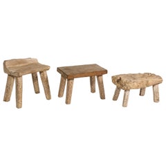 Andrianna Shamaris Wabi Sabi Teak Benches or Stools, Trio