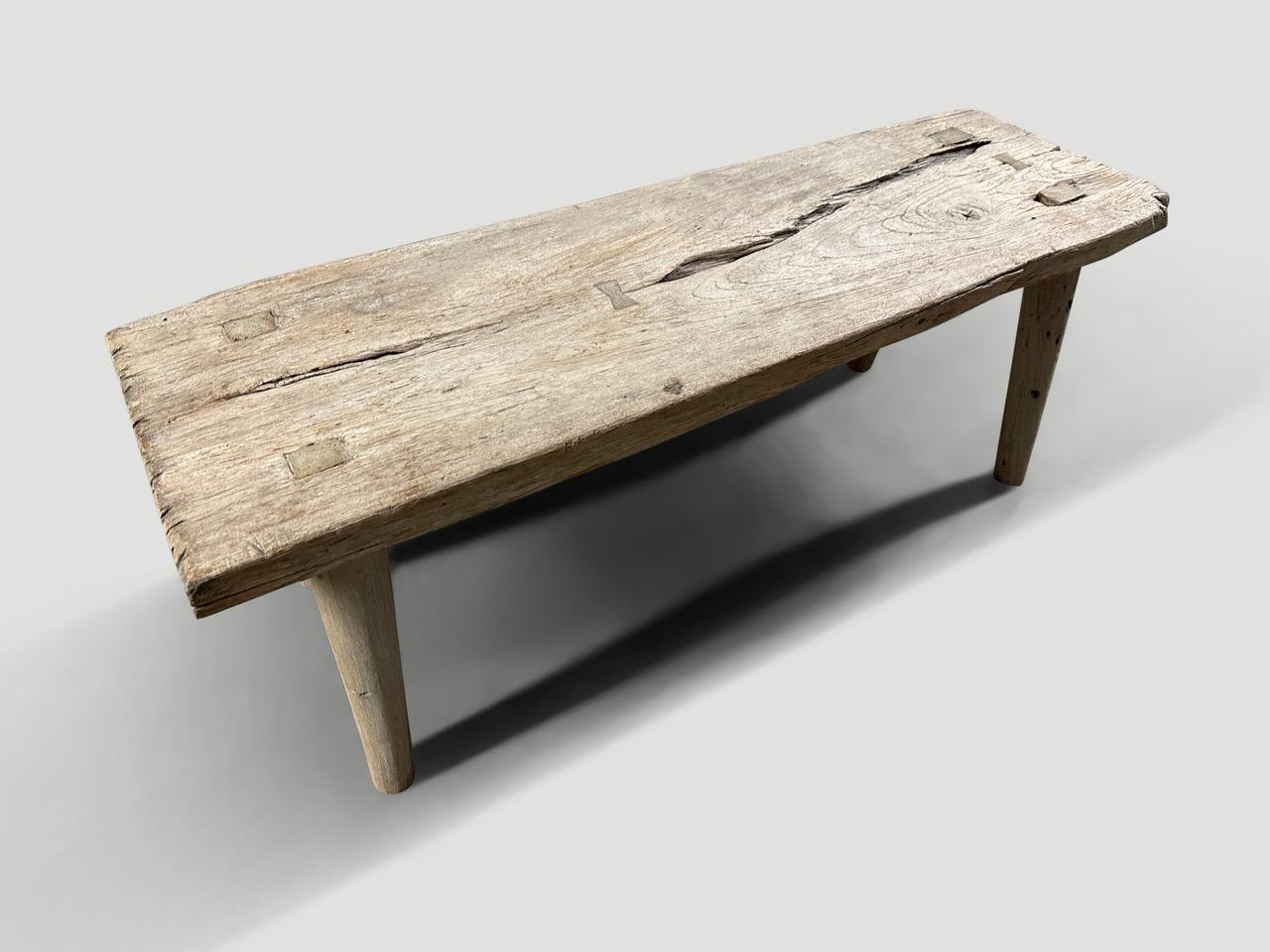Andrianna Shamaris Wabi Sabi Teak Wood Antique Bench In Excellent Condition For Sale In New York, NY