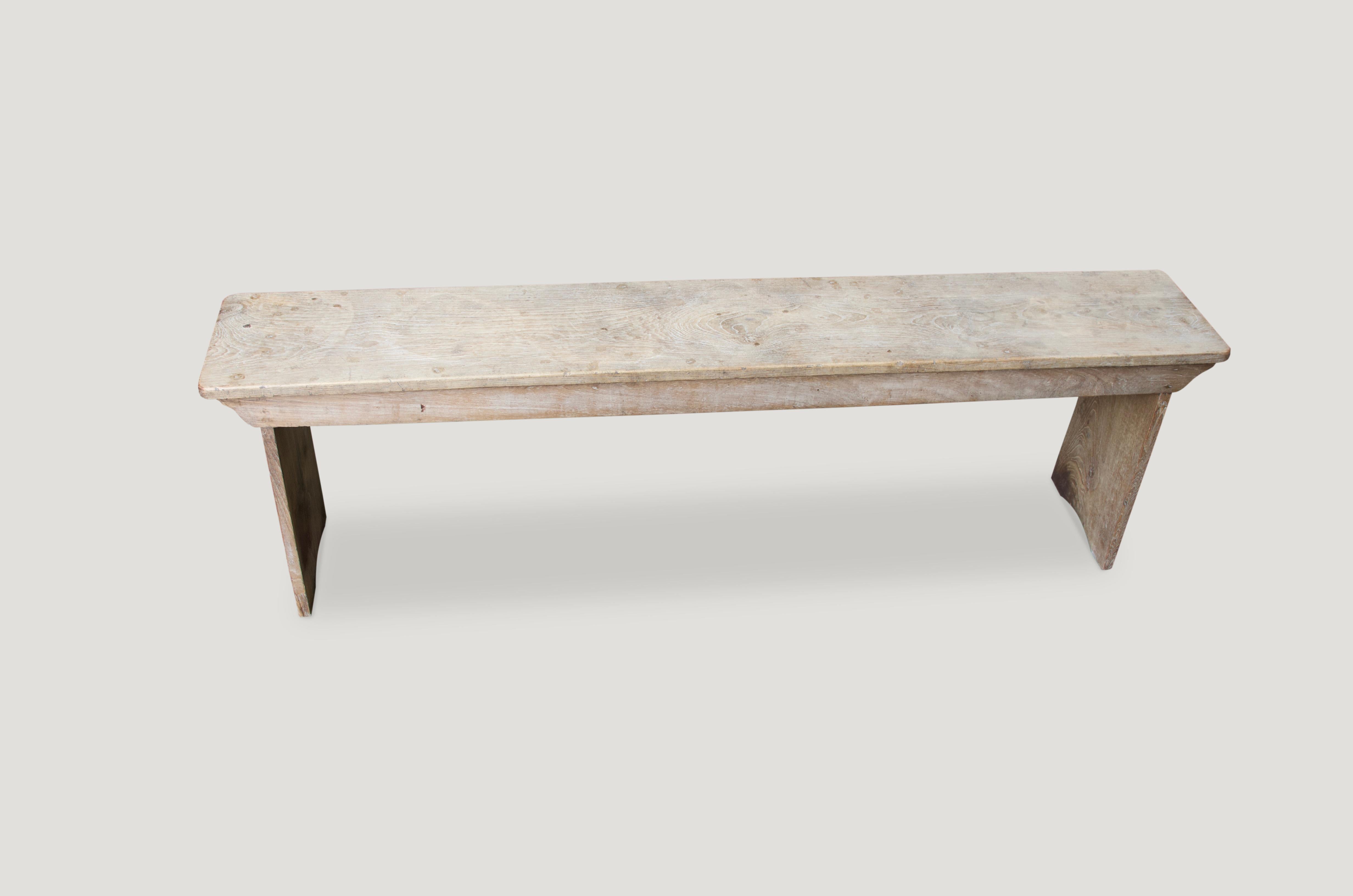 Antique Wabi Sabi teak wood bench. Perfect for inside or outside living.

This bench was sourced in the spirit of wabi-sabi, a Japanese philosophy that beauty can be found in imperfection and impermanence. It’s a beauty of things modest and