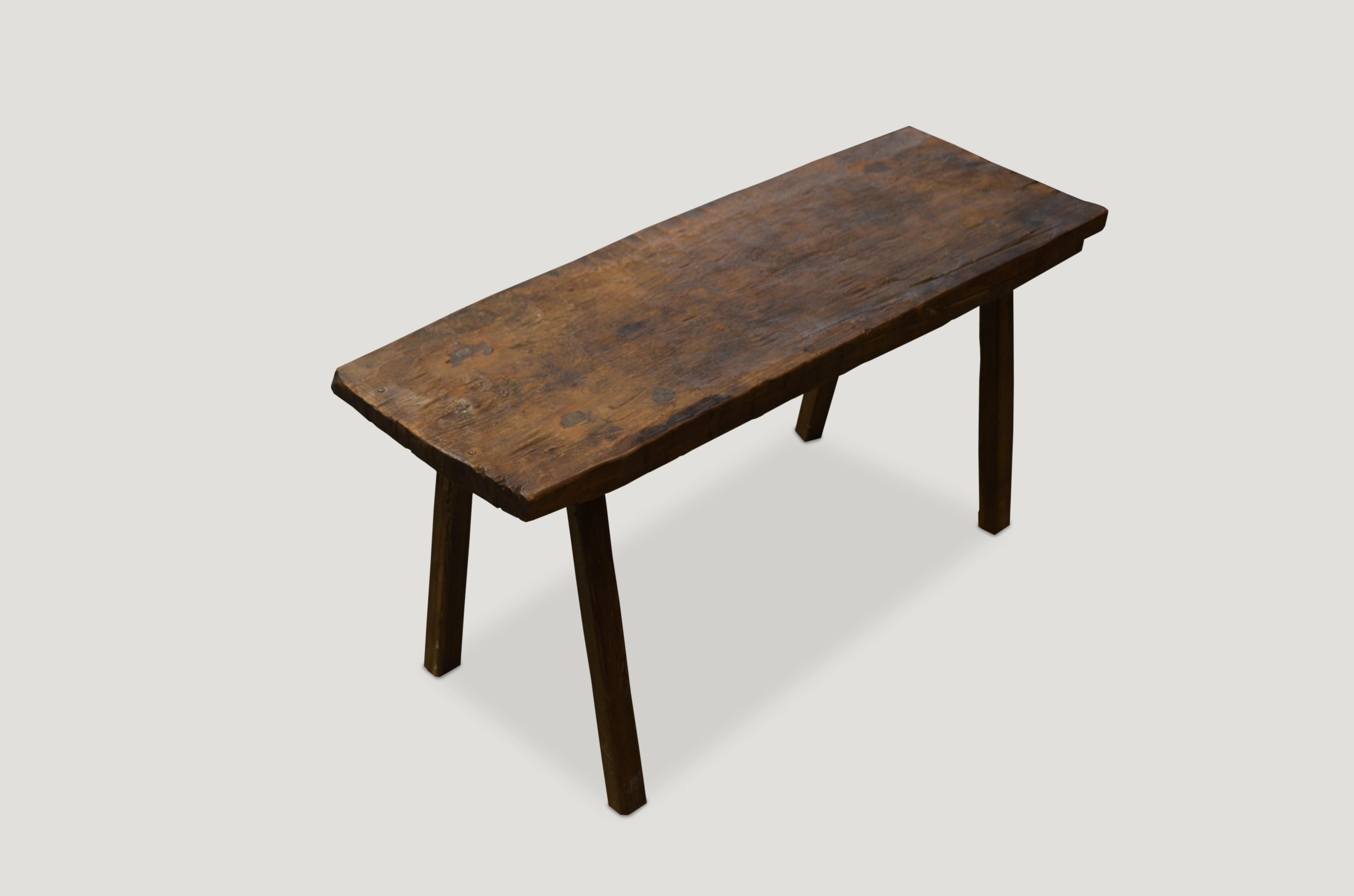 Andrianna Shamaris Wabi Sabi Teak Wood Bench In Excellent Condition In New York, NY