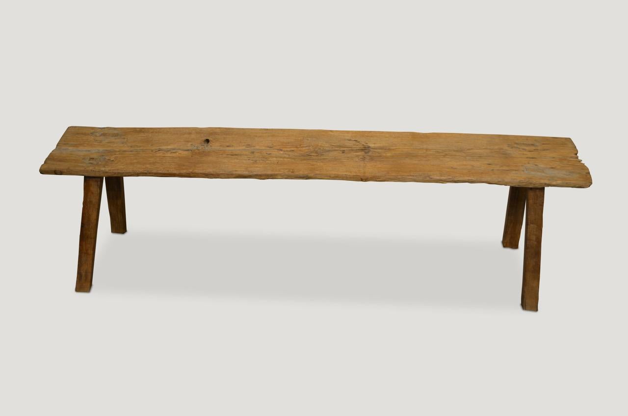 Andrianna Shamaris Wabi Sabi Teak Wood Bench In Excellent Condition In New York, NY