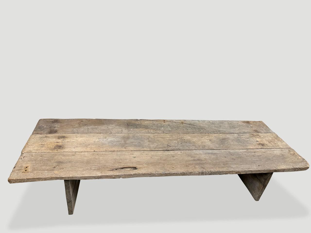 Rustic Andrianna Shamaris Wabi Sabi Teak Wood Coffee Table For Sale