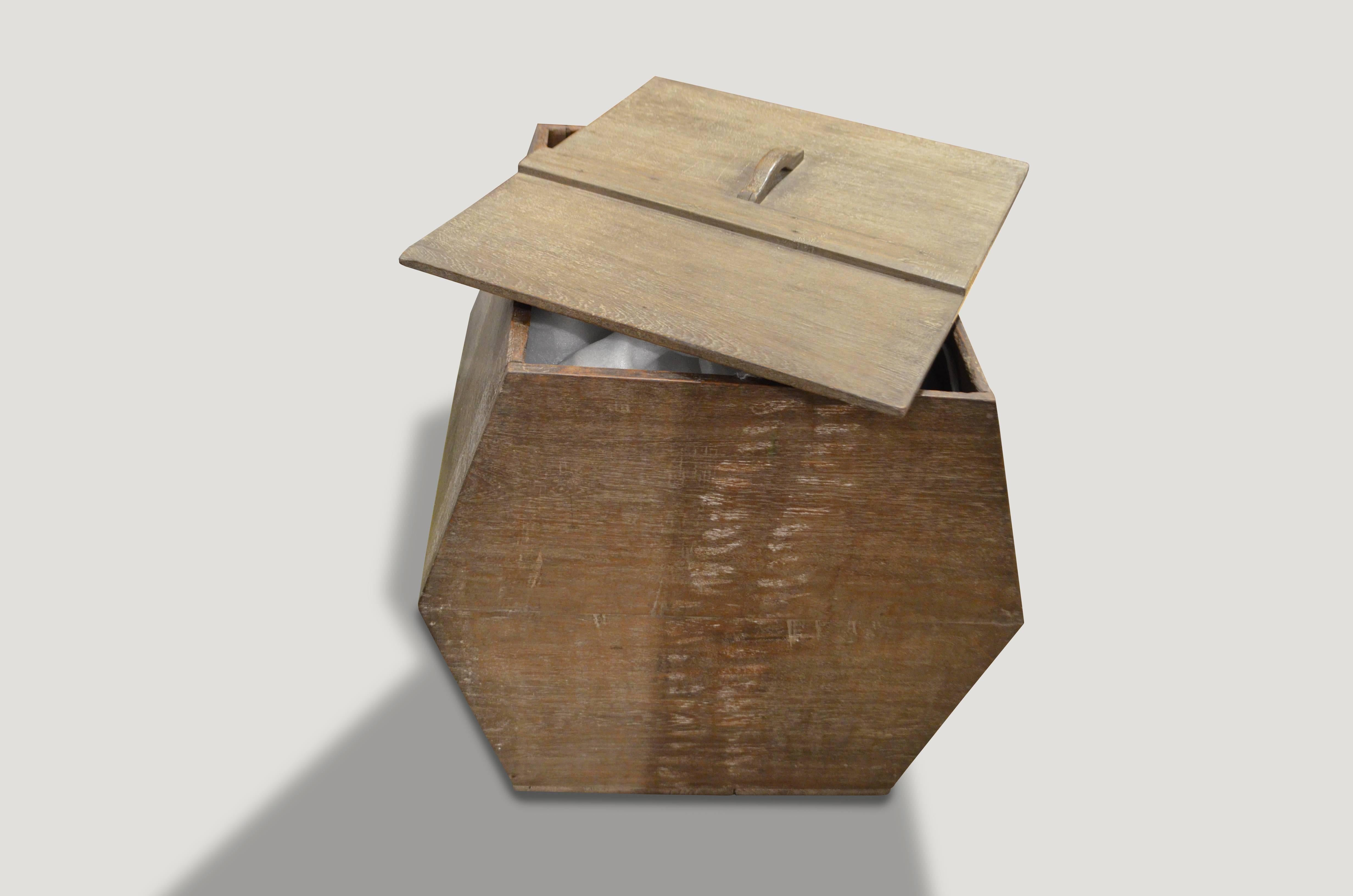Primitive Andrianna Shamaris Wabi-Sabi Teak Wood Container For Sale