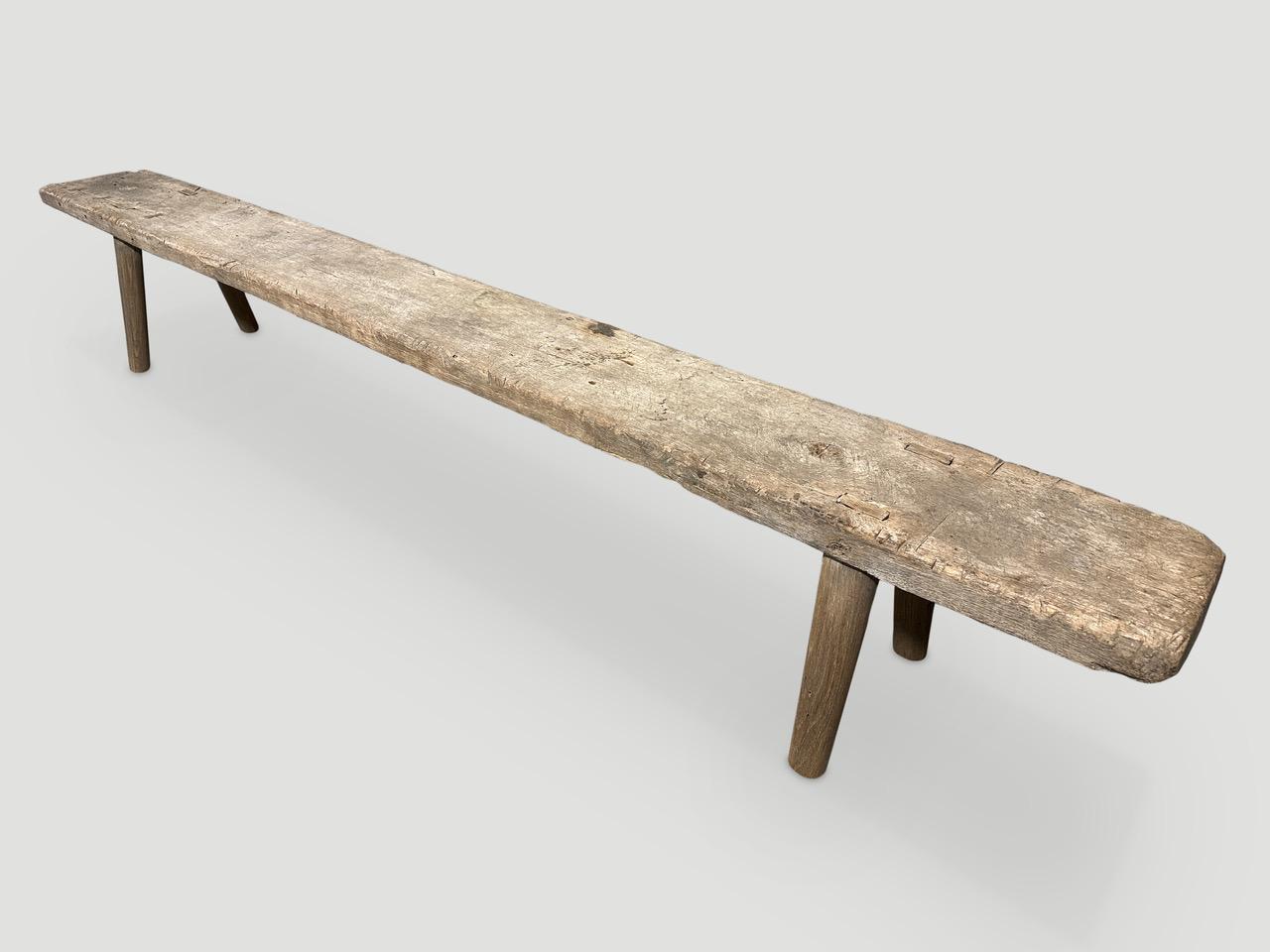 Andrianna Shamaris Wabi Sabi Teak Wood Long Bench In Excellent Condition In New York, NY