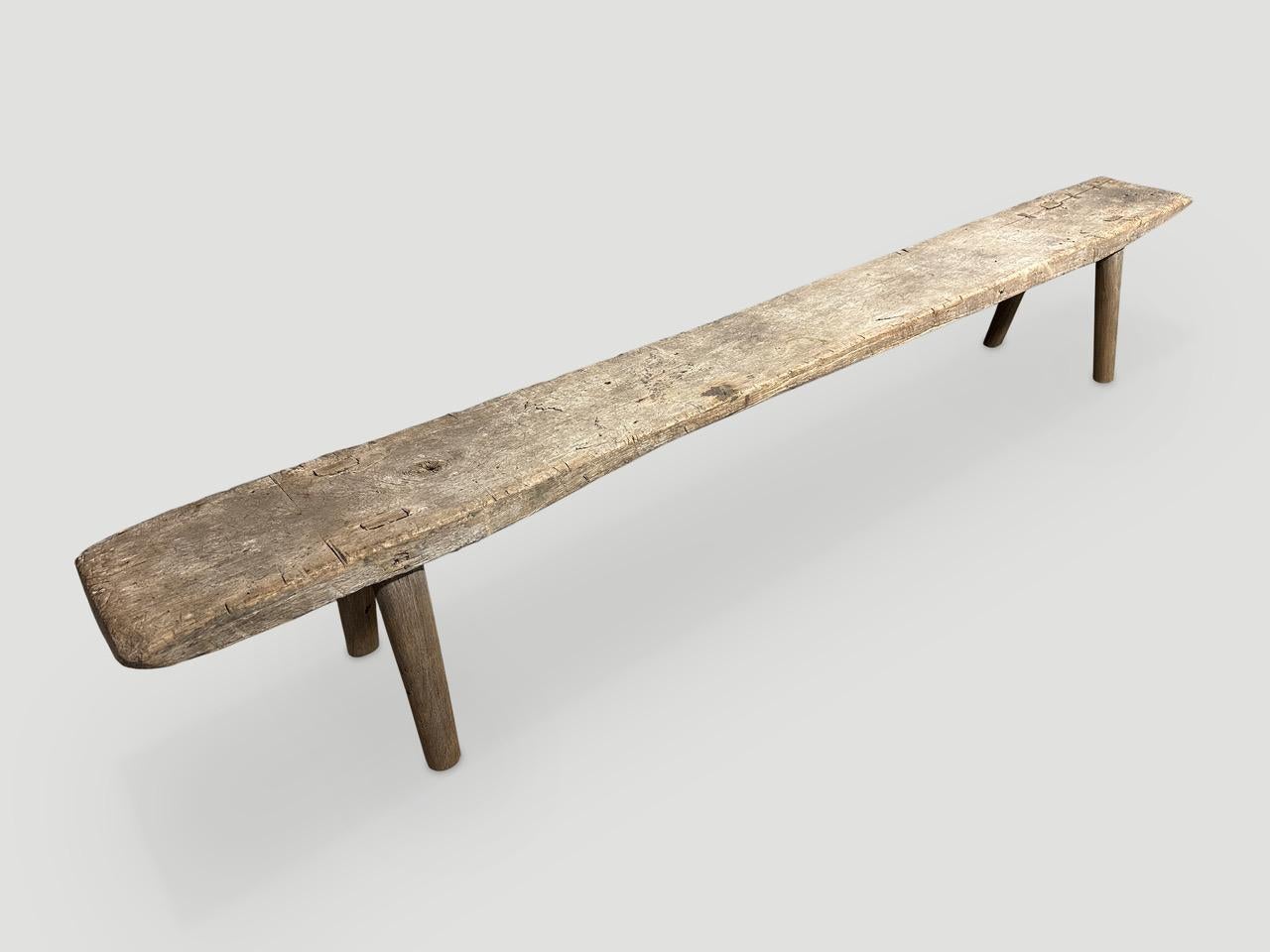 Mid-20th Century Andrianna Shamaris Wabi Sabi Teak Wood Long Bench