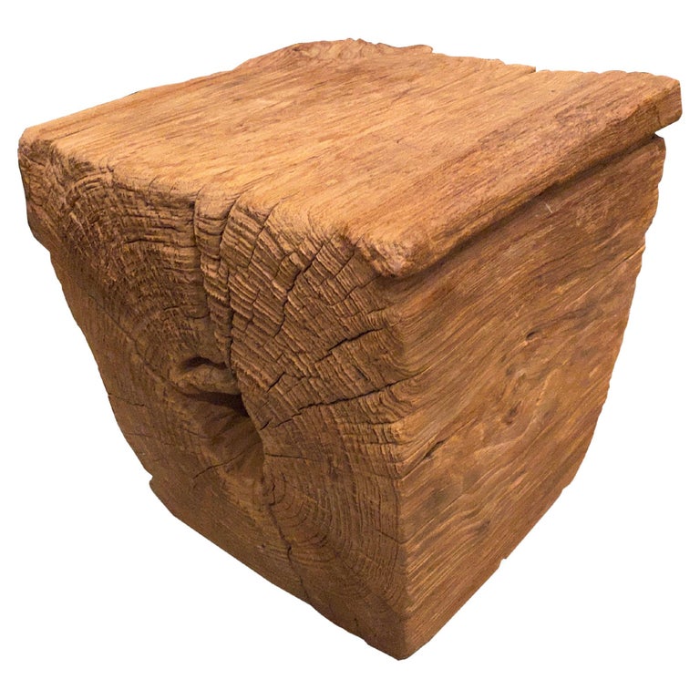 Hand carved beautiful aged teak wood side table with natural erosion on the sides. We used an iron brush to reveal the natural wood grain.

This side table was hand made in the spirit of Wabi-Sabi, a Japanese philosophy that beauty can be found in