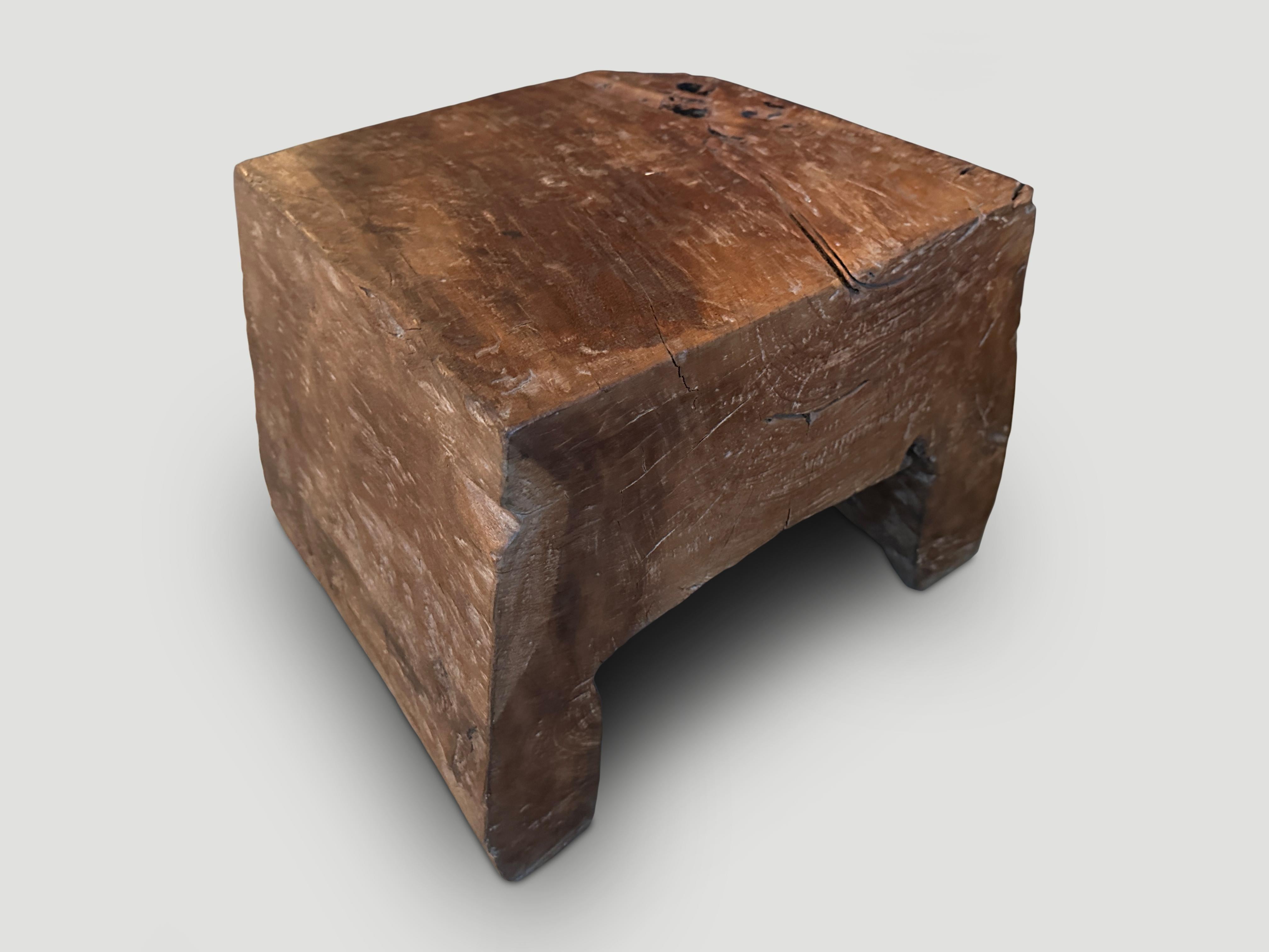 Organic Modern Andrianna Shamaris Wabi Sabi Wood Side Table or Stool