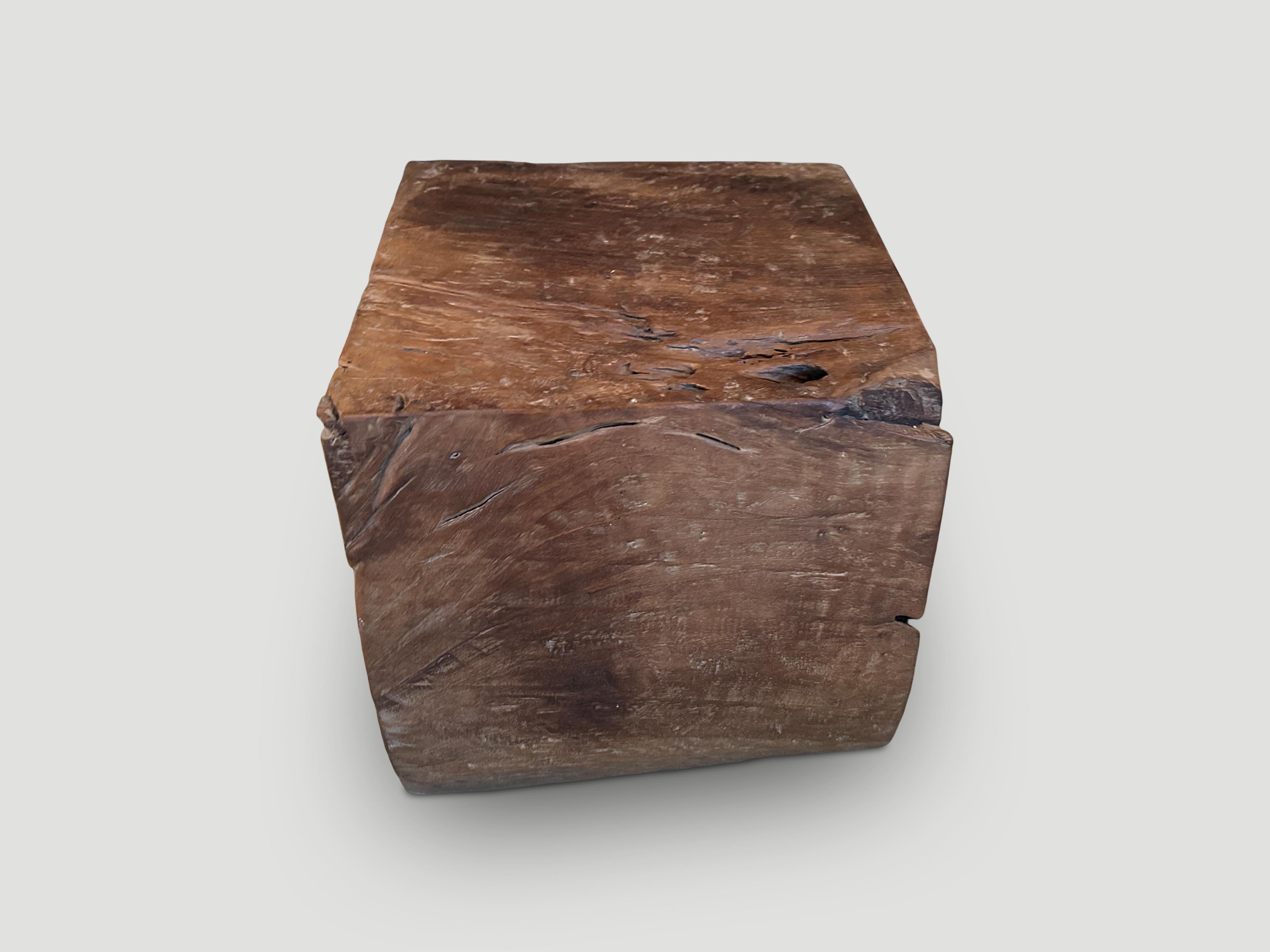 Contemporary Andrianna Shamaris Wabi Sabi Wood Side Table or Stool