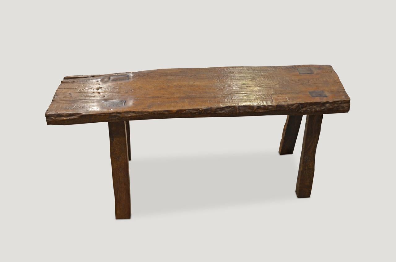 Andrianna Shamaris Wabi Teak Wood Bench In Excellent Condition In New York, NY