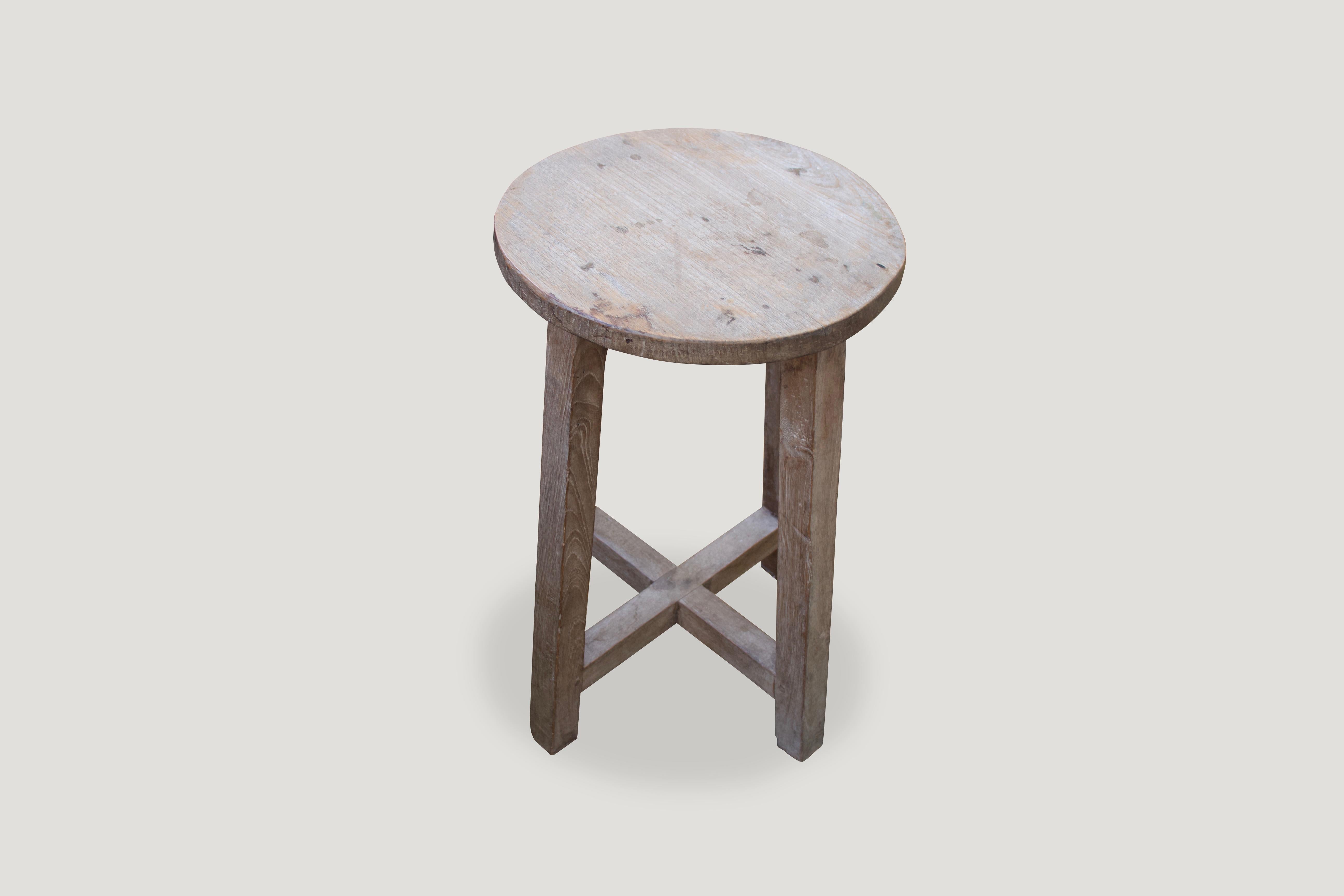 Antique wabi-sabi stool made from teak wood.

This stool was sourced in the spirit of wabi-sabi, a Japanese philosophy that beauty can be found in imperfection and impermanence. It’s a beauty of things modest and humble. It’s a beauty of things