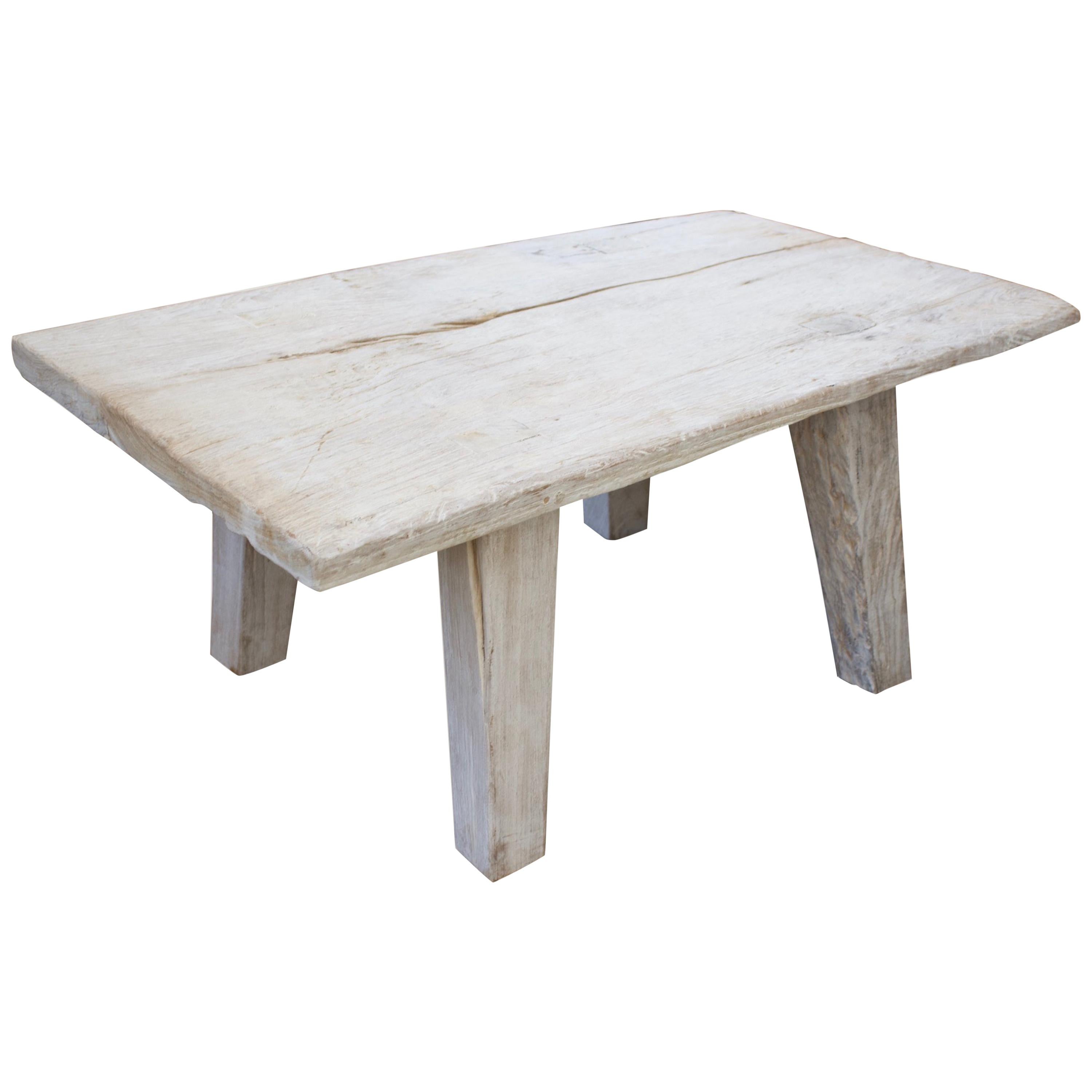 Andrianna Shamaris White Washed Teak Wood Side Table or Bench