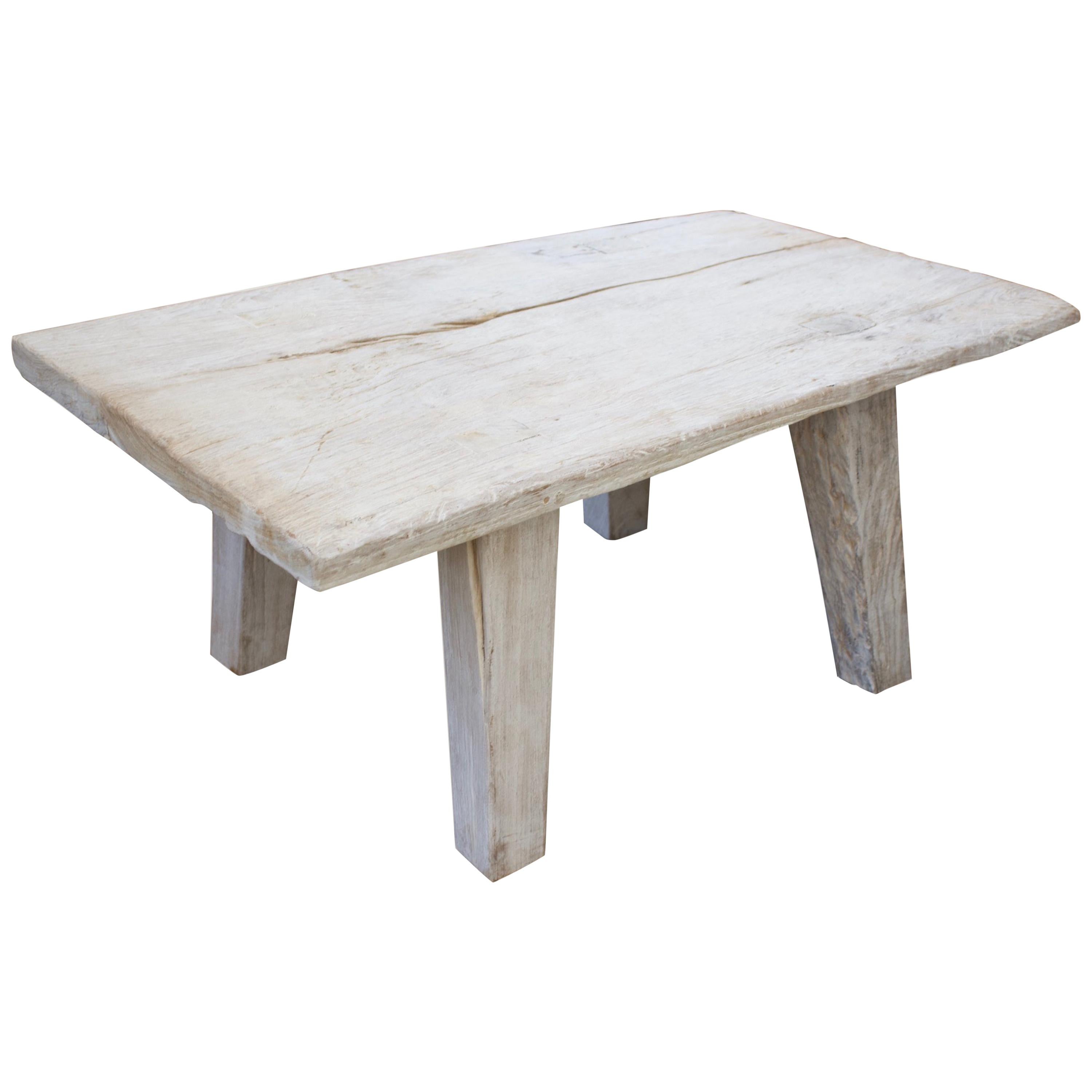 Andrianna Shamaris White Washed Teak Wood Side Table or Bench at 1stDibs