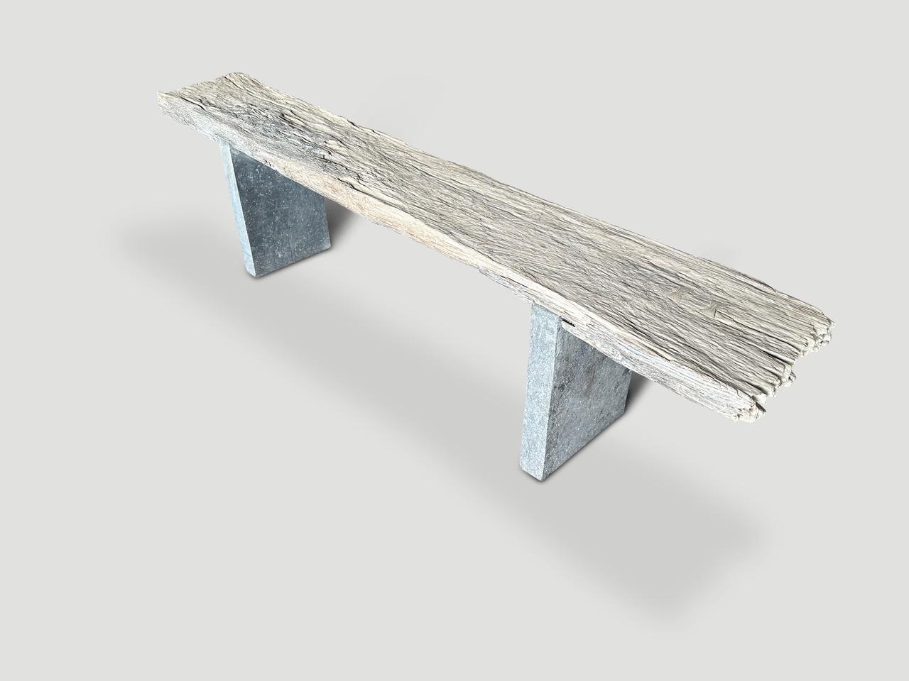 Andrianna Shamaris Wood and Granite Bench In Excellent Condition For Sale In New York, NY