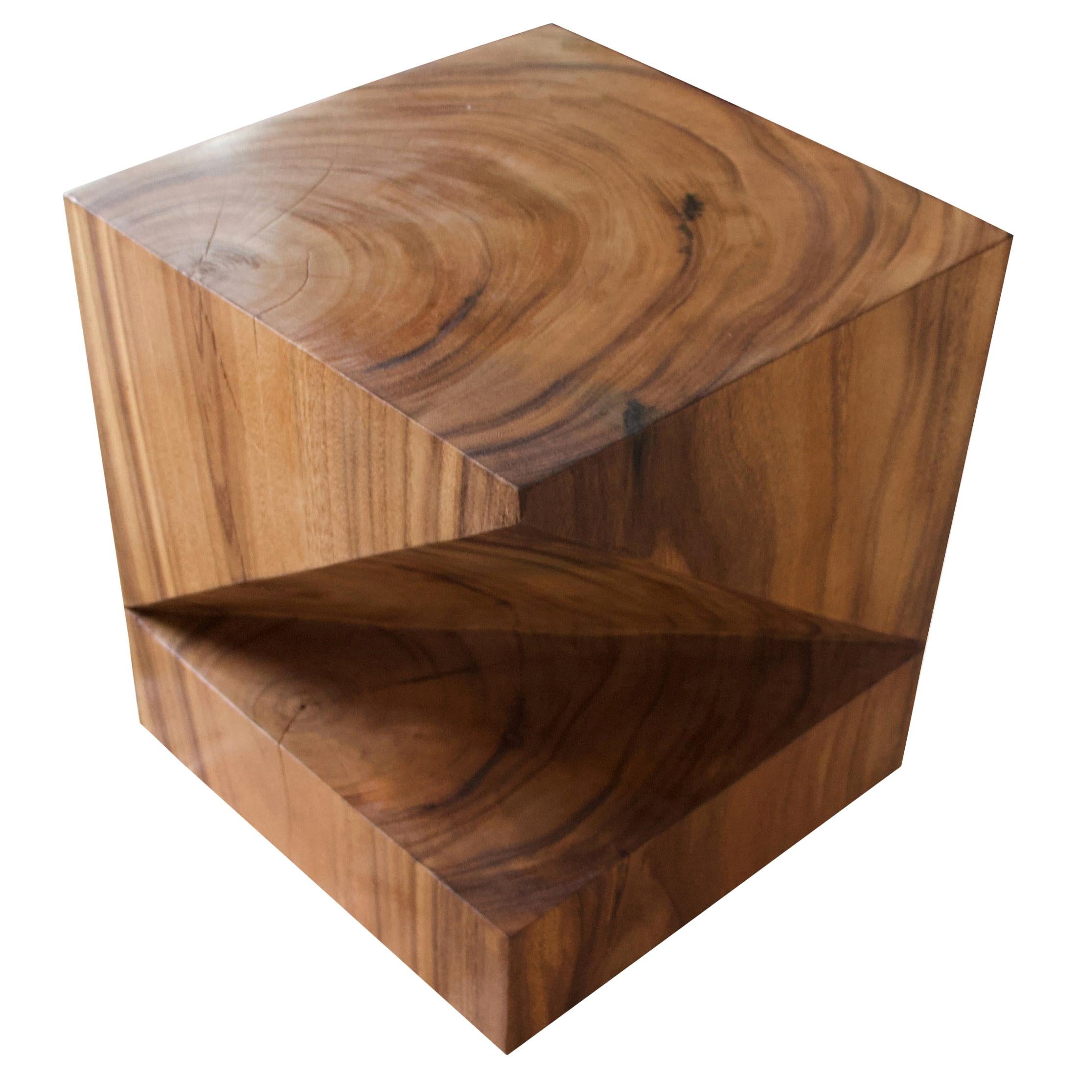 Andrianna Shamaris Wooden Origami Suar Wood Side Table For Sale