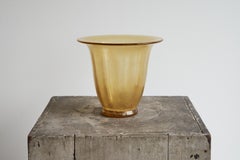 Andries Dirk Copier Art Glass Vase in Craquelé and Gold for Glasfabriek Leerdam