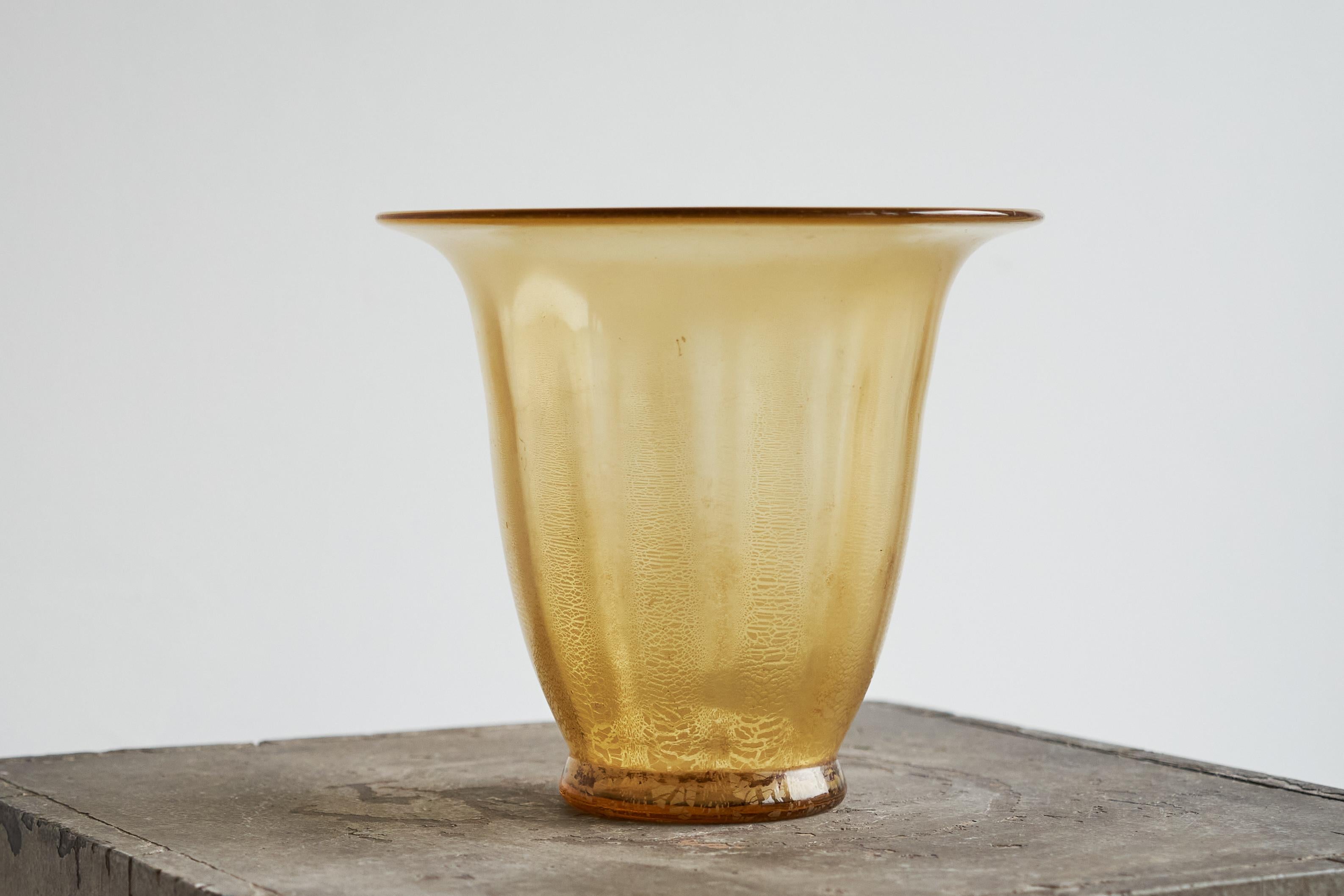Mid-Century moderno Vaso in vetro artistico Andries Dirk Copier in craquelé e oro per Glasfabriek Leerdam in vendita