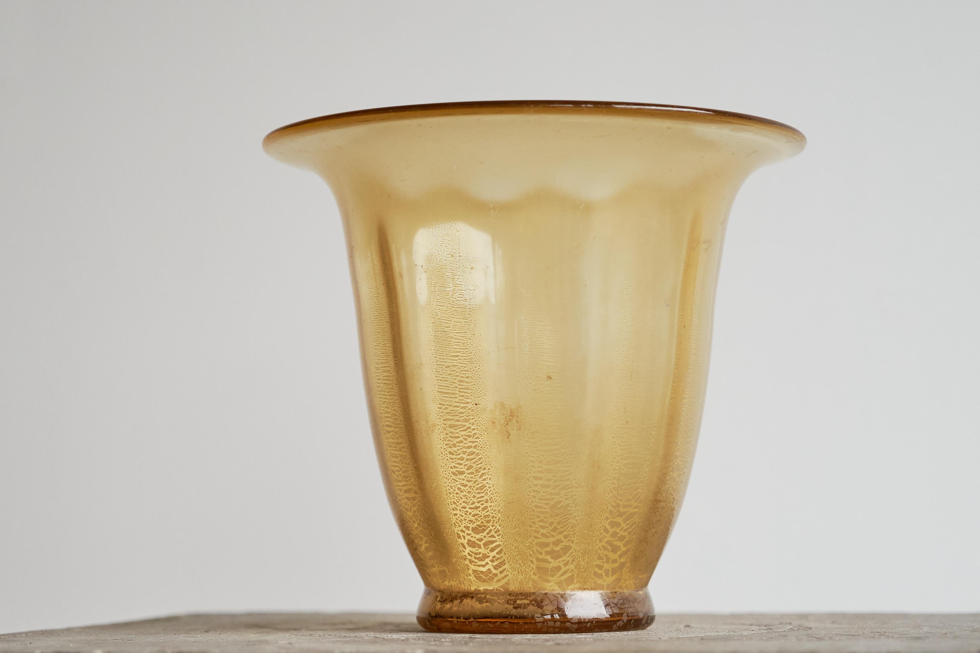 Vaso in vetro artistico Andries Dirk Copier in craquelé e oro per Glasfabriek Leerdam in vendita 1