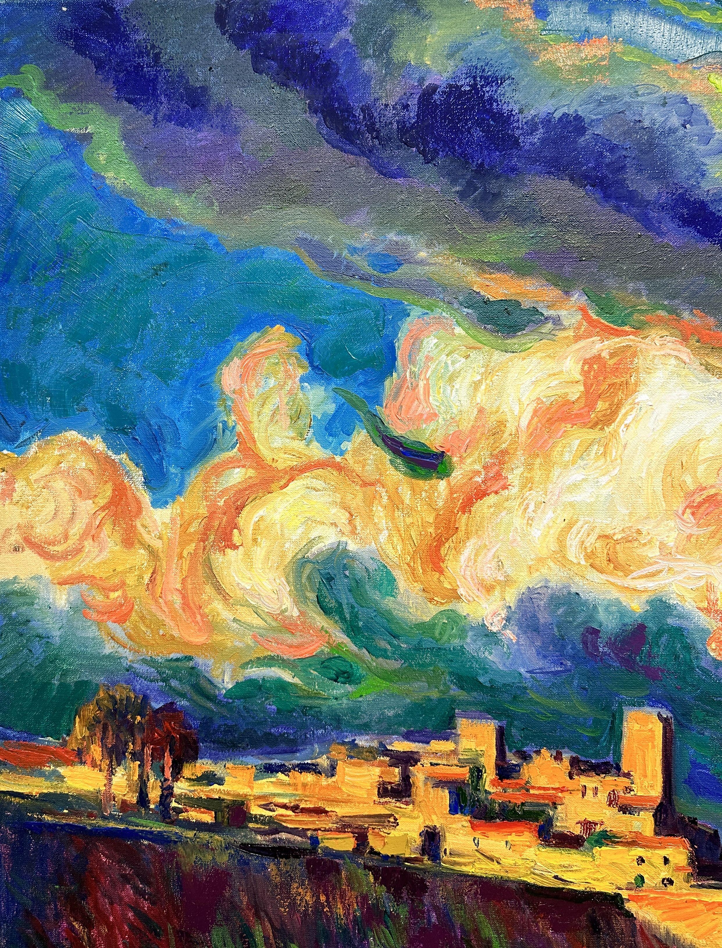 « Après la pluie à Antibes » Antibes. Français, Peinture, Huile sur toile - Impressionnisme Painting par Andrii Chebotaru