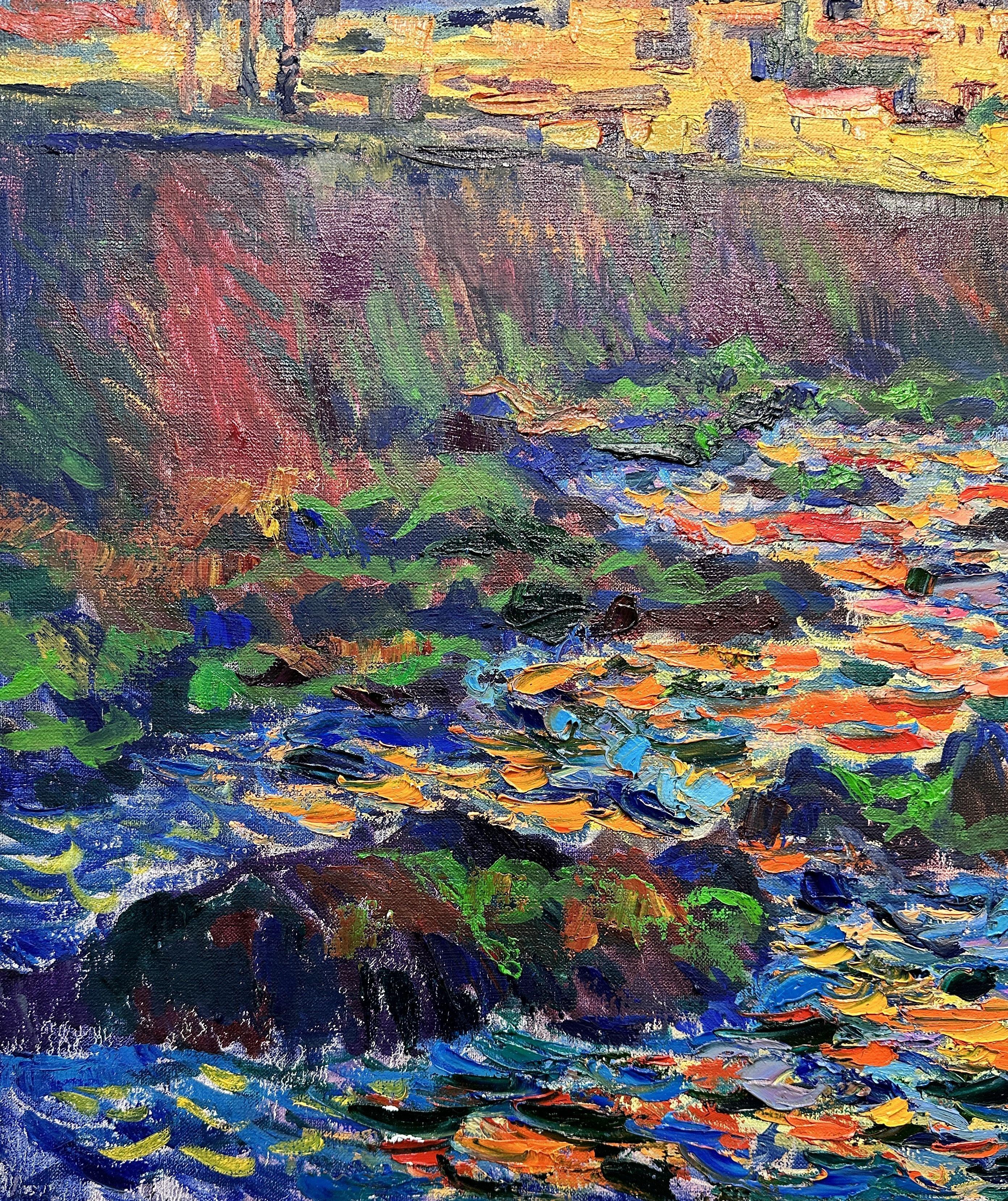 « Après la pluie à Antibes » Antibes. Français, Peinture, Huile sur toile en vente 1