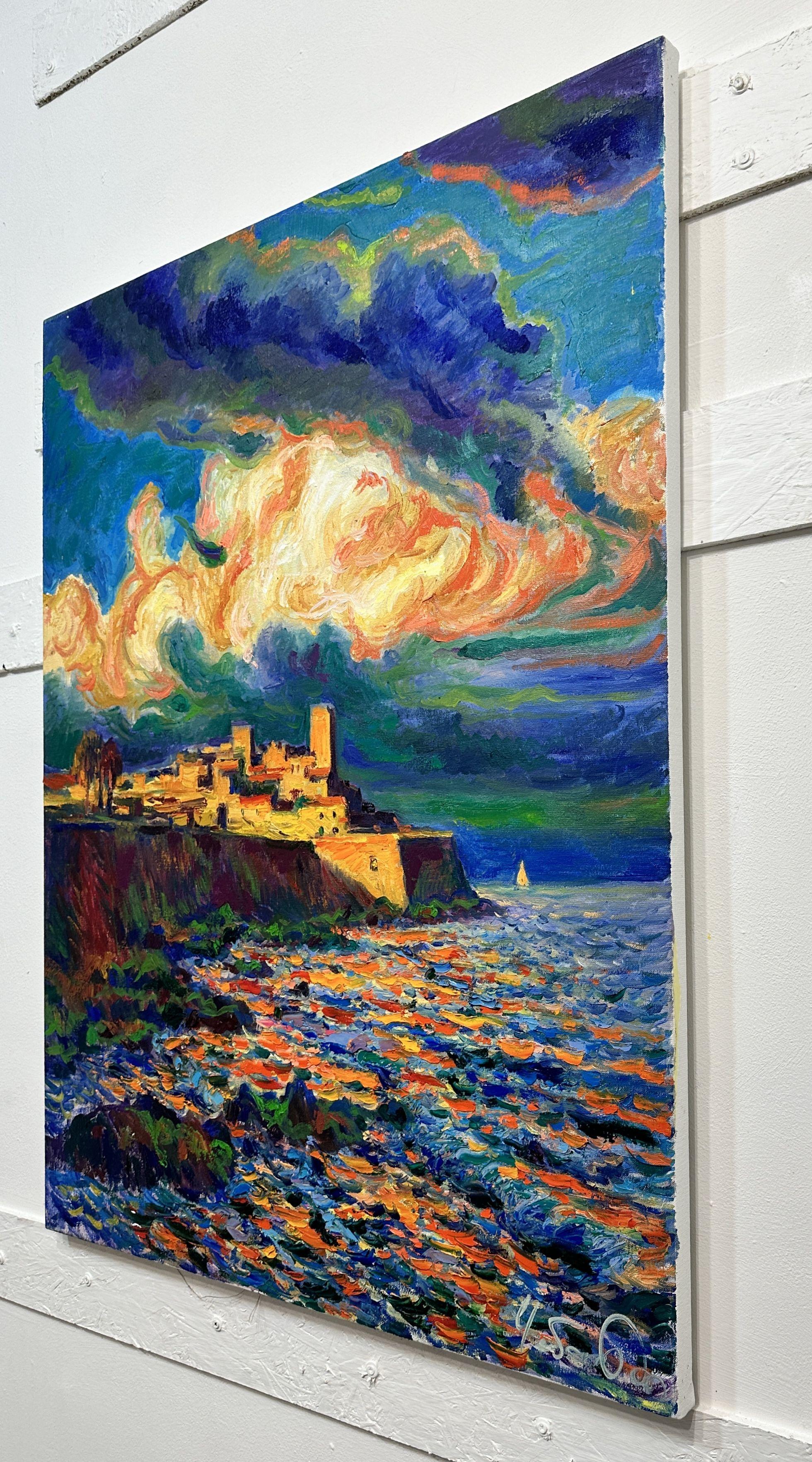 « Après la pluie à Antibes » Antibes. Français, Peinture, Huile sur toile en vente 2