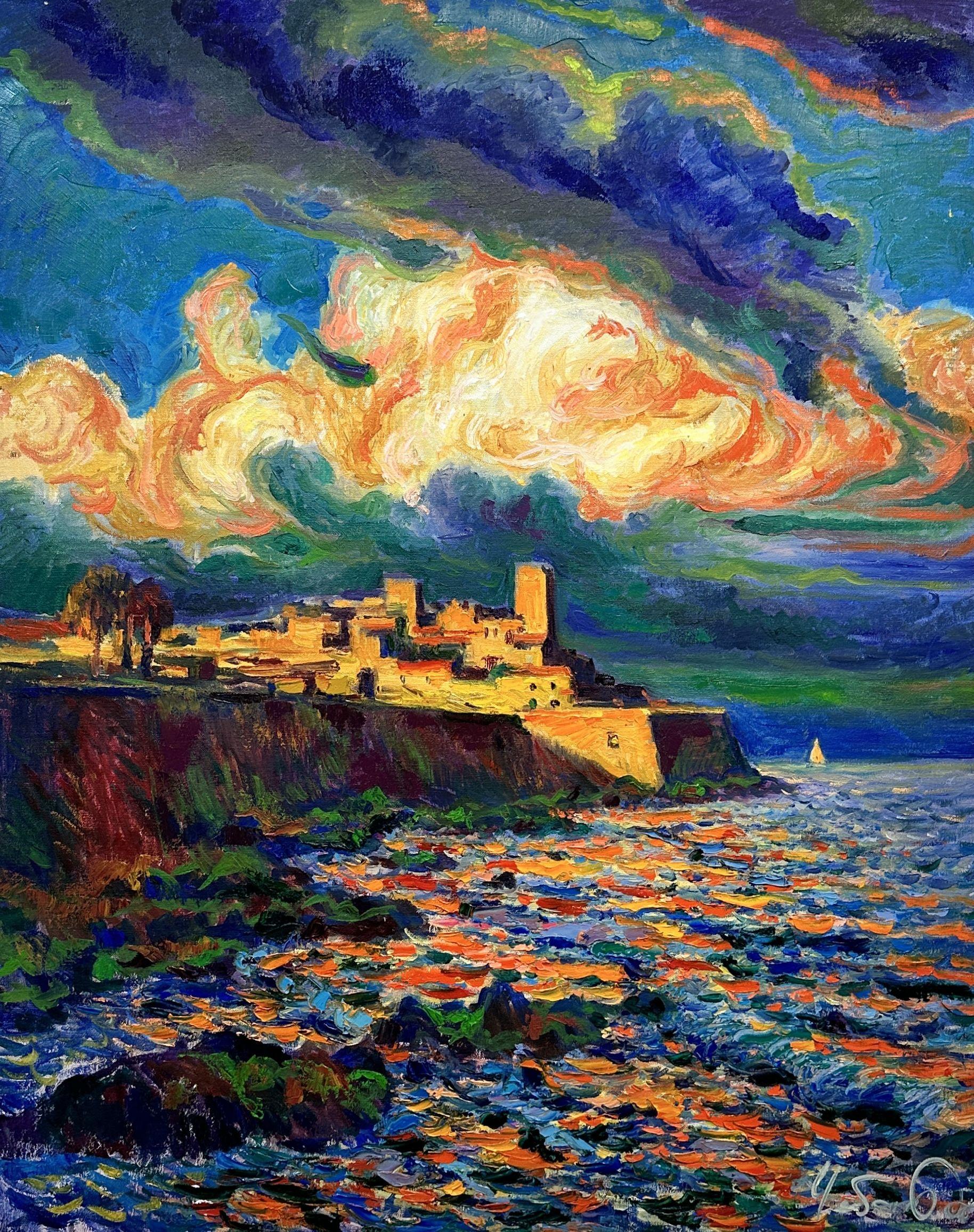 "After the Rain in Antibes" Antibes. French., Painting, Oil on Canvas