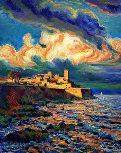 "After the Rain in Antibes" Antibes. French., Painting, Oil on Canvas