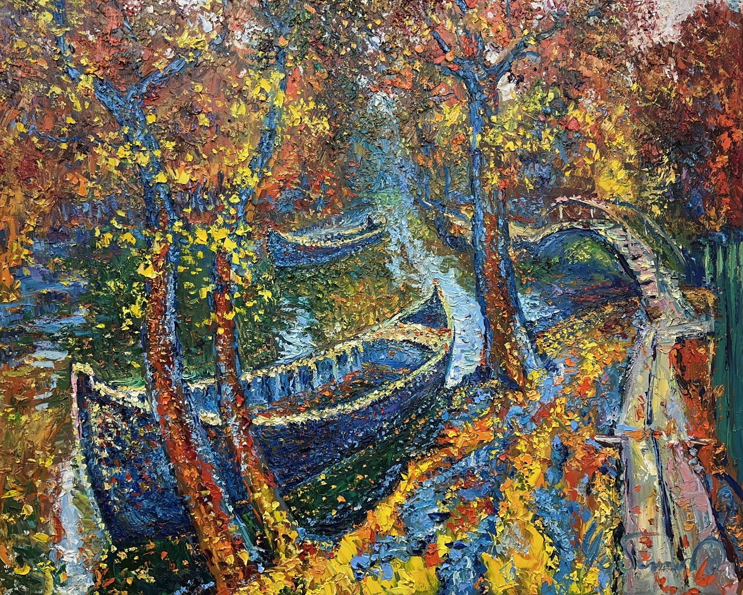„Herbst in Vylkove“ Ukraine. Vylkove, Gemälde, Öl auf Leinwand