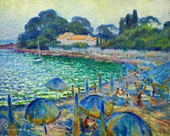 "Evening at the Beach" Antibes.  France., Painting, Oil on Canvas