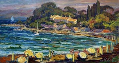 "Evening Beach, La Garoup, Antibes" France Antibes, Painting, Oil on Canvas