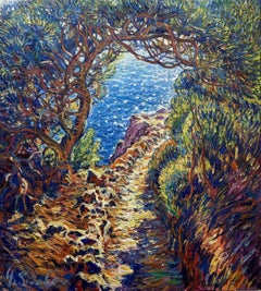"Riva delicata" Antibes Francia, Pittura, Olio su tela