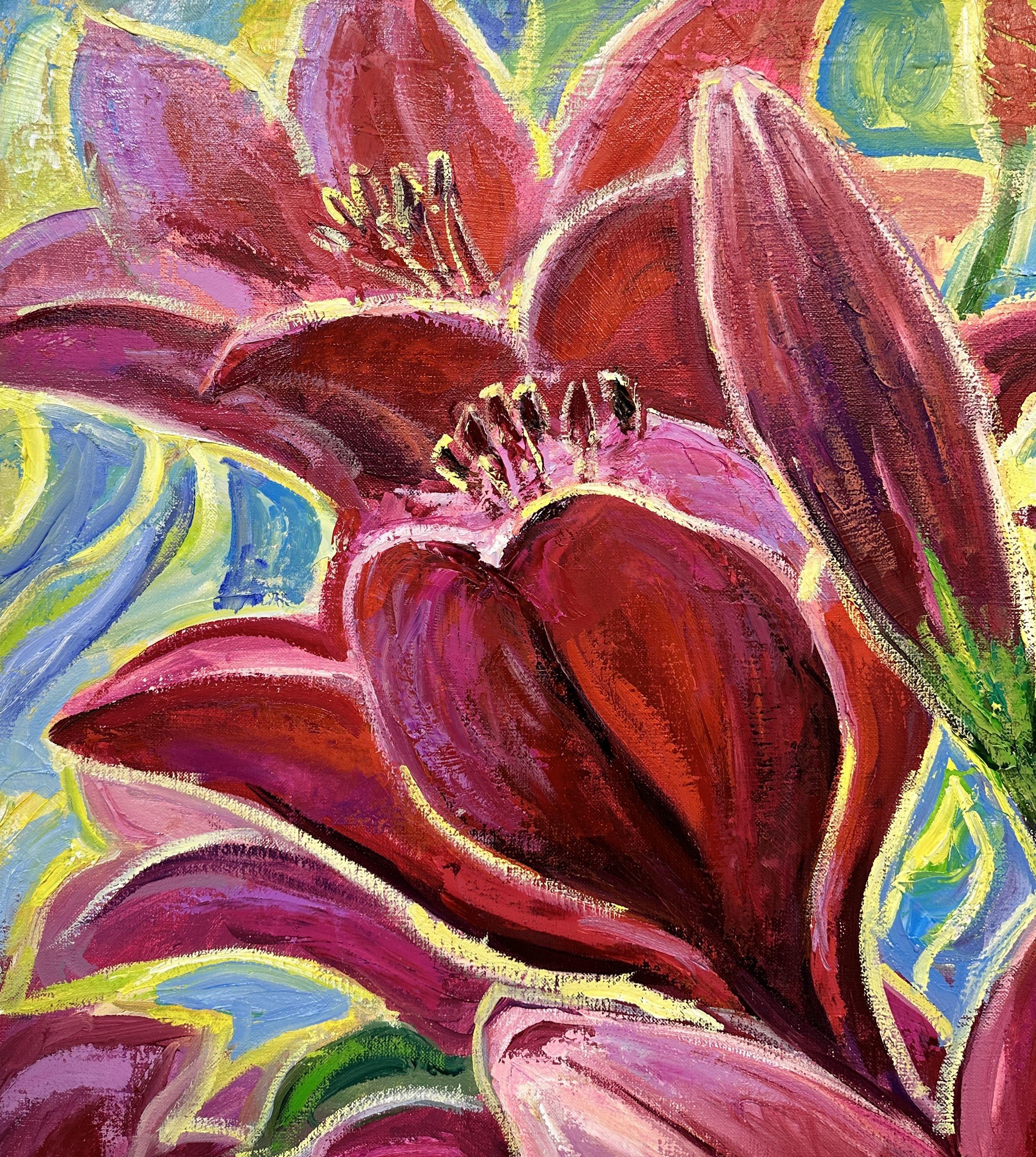 „Lilies“, Gemälde, Öl auf Leinwand (Expressionismus), Painting, von Andrii Chebotaru