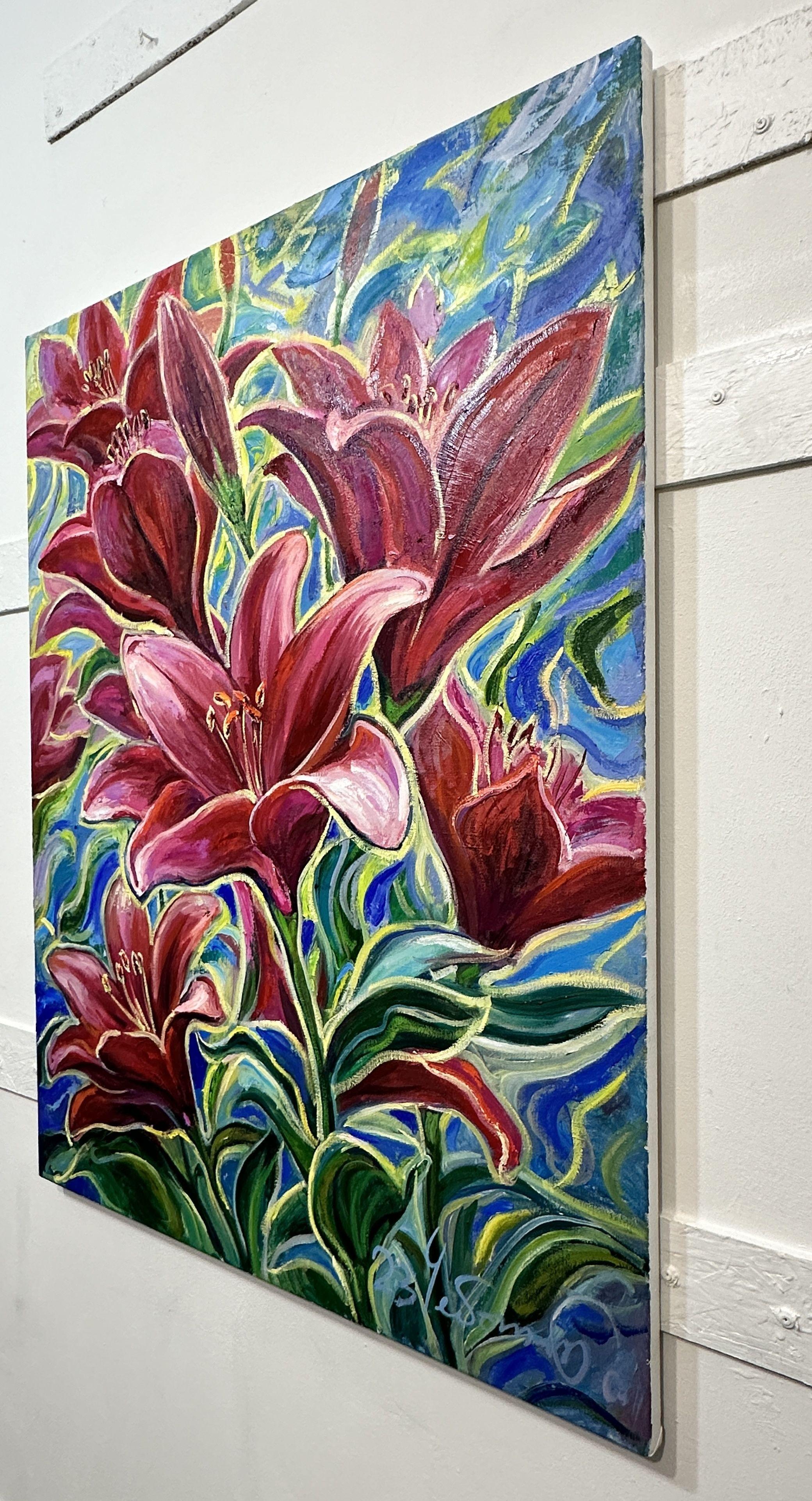 „Lilies“, Gemälde, Öl auf Leinwand im Angebot 2