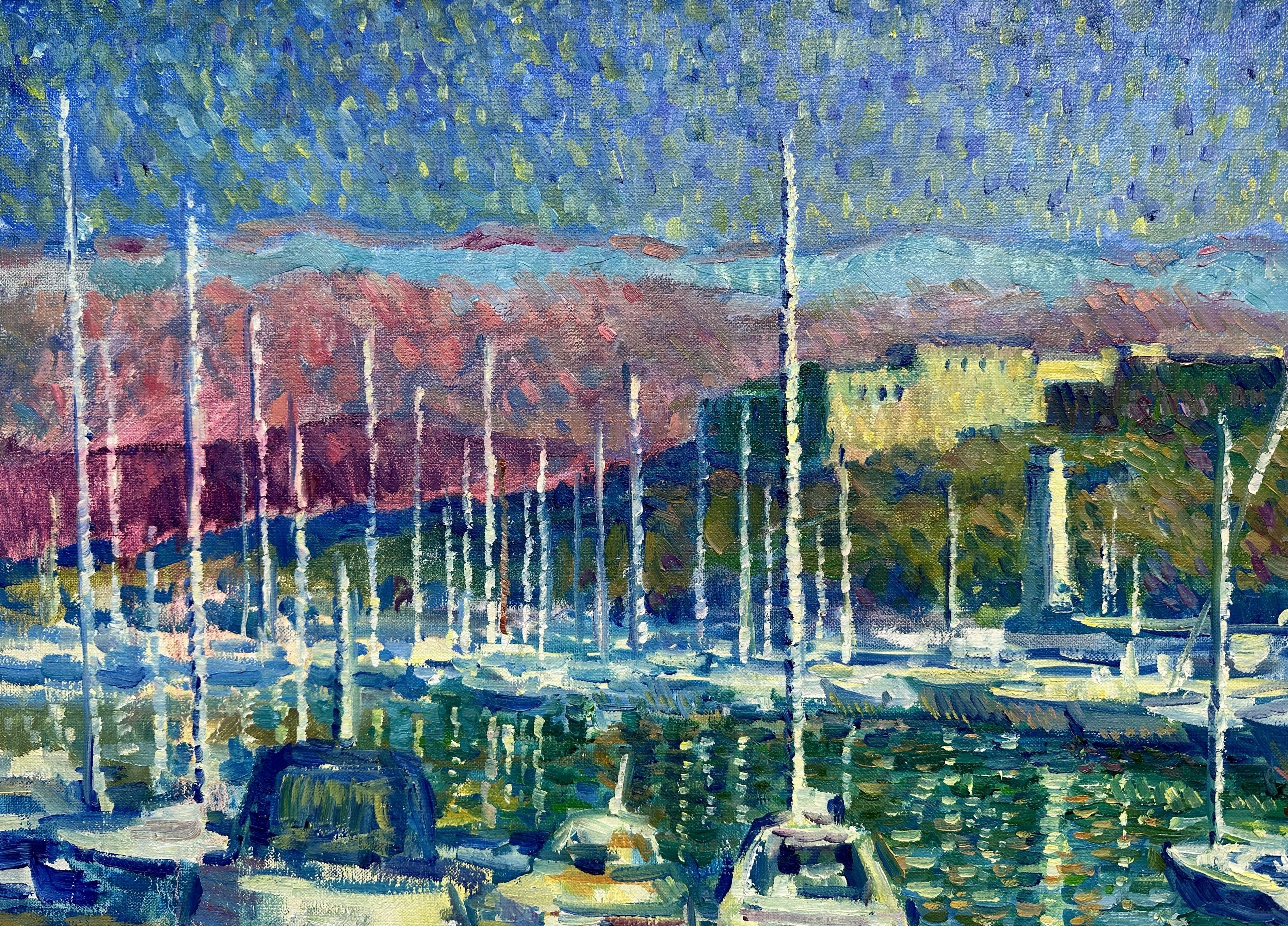 „Marina Antibes“ Antibes Frankreich, Gemälde, Öl auf Leinwand (Impressionismus), Painting, von Andrii Chebotaru