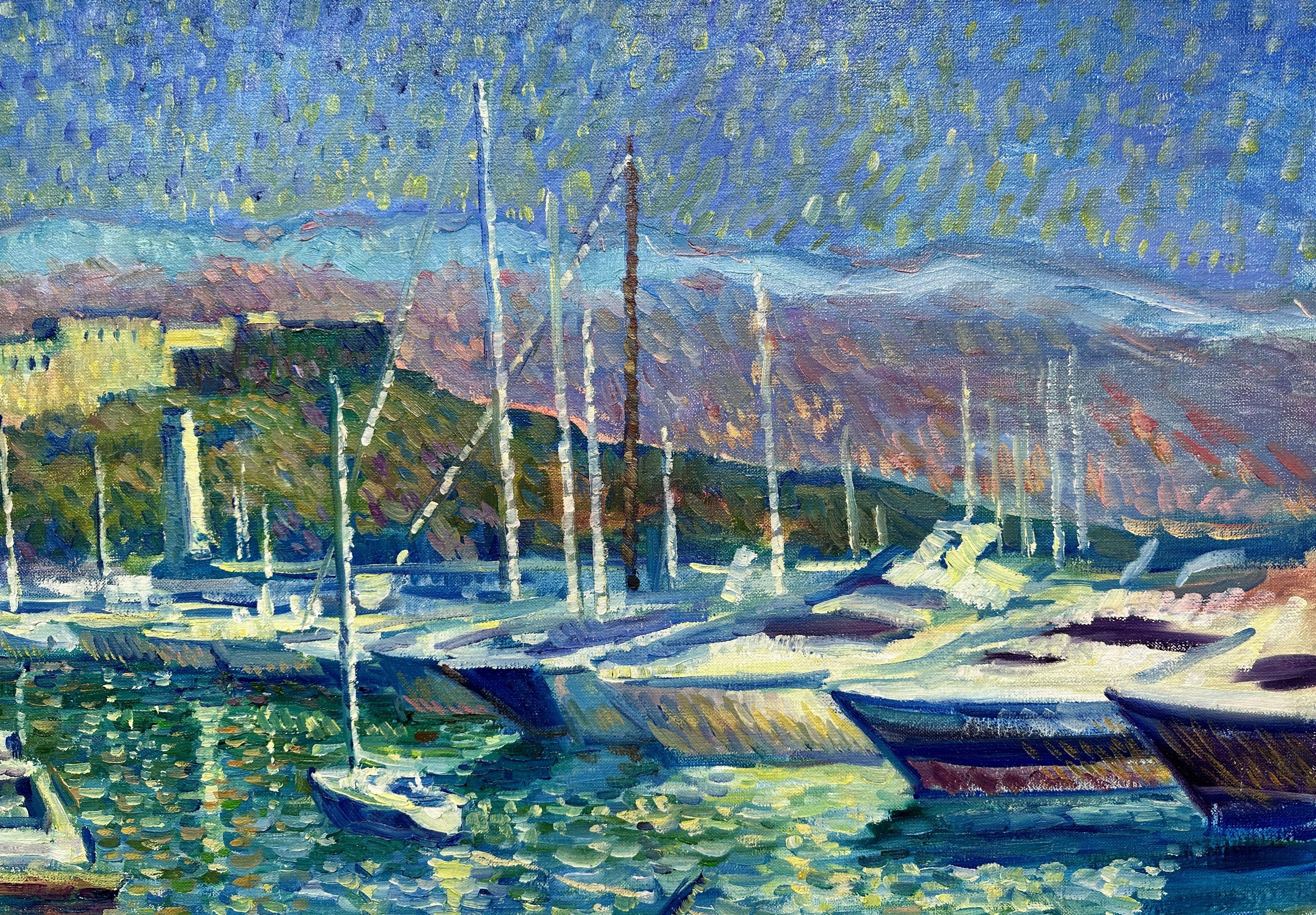 „Marina Antibes“ Antibes Frankreich, Gemälde, Öl auf Leinwand im Angebot 1
