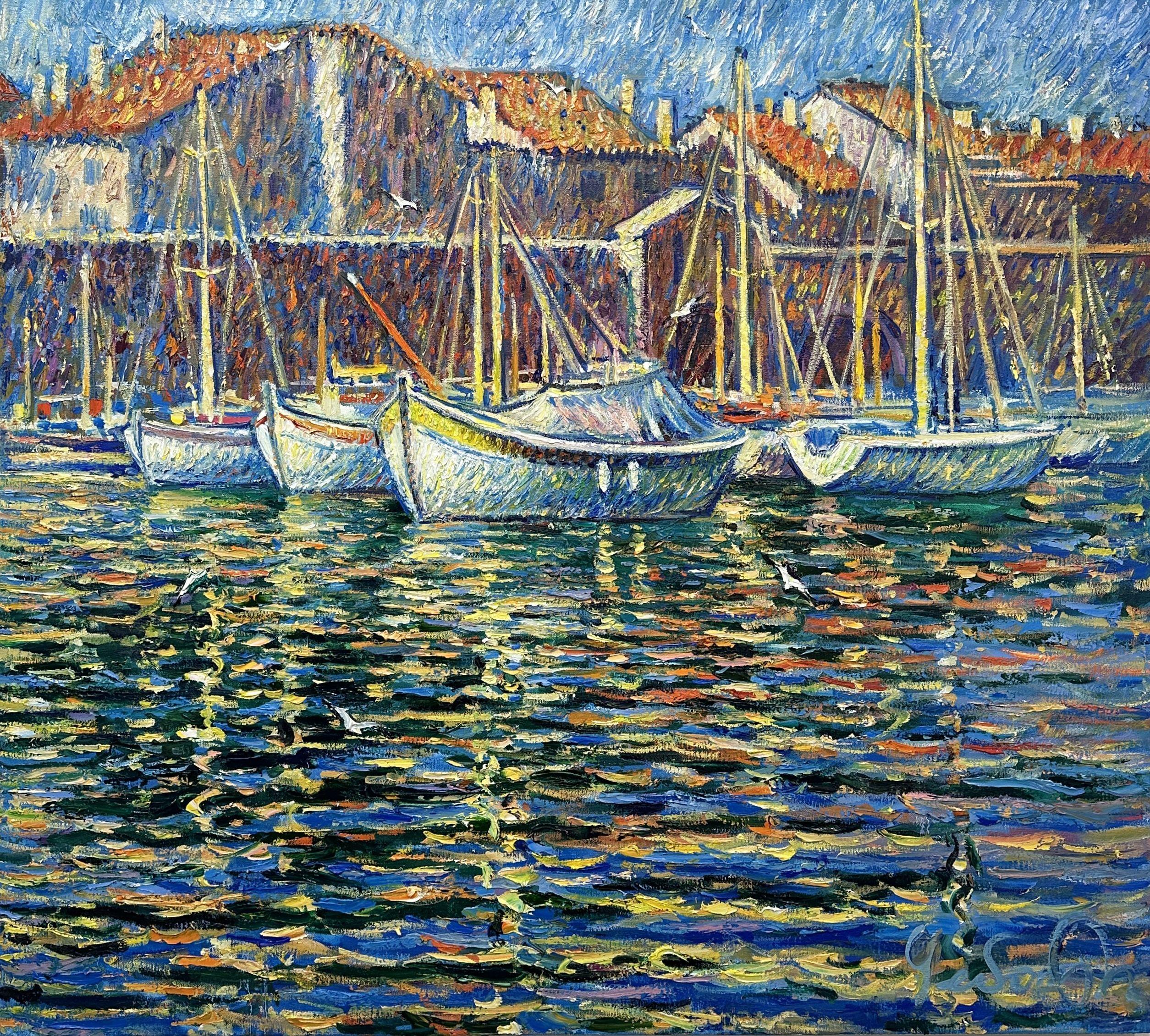 "Marina Antibes" Antibes France, Painting, Oil on Canvas