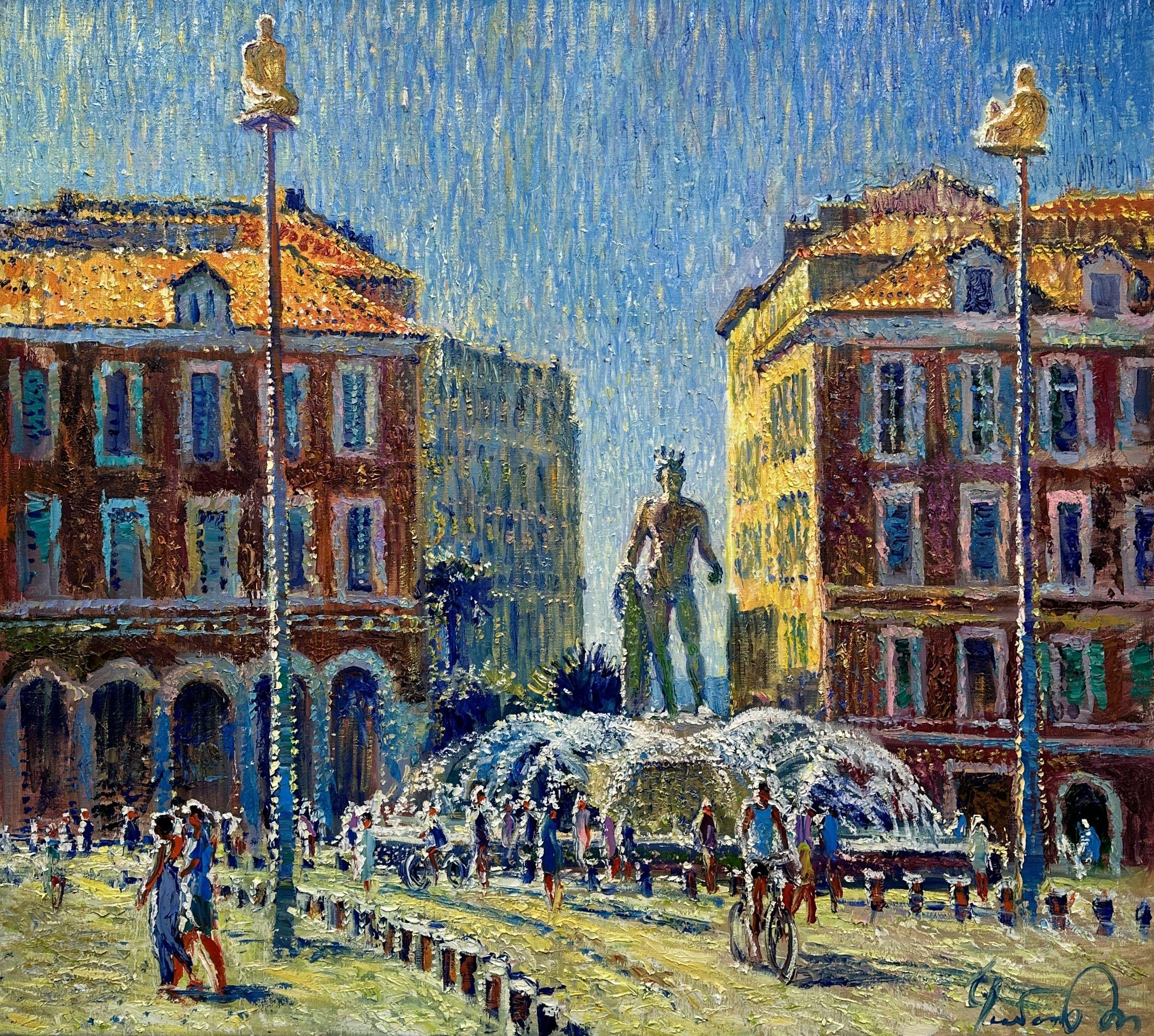 "Bonito Día de verano"  Niza Francia, Pintura, Óleo sobre lienzo - Painting de Andrii Chebotaru