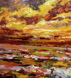 "Riding the Crest of Waves". Hendaye. France., Painting, Oil on Canvas