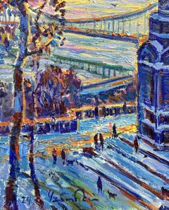 "Sunrise over the Dnieper river" Kyiv. Ukraine., Painting, Oil on Canvas