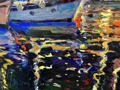 "The Night Marina of Marmaris" Marmaris Turkey, Painting, Oil on Canvas