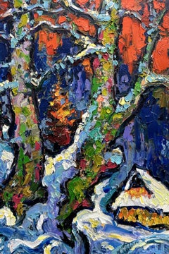 "Cottage in the Forest". Zakarpattia, Ukraine., Painting, Oil on Canvas