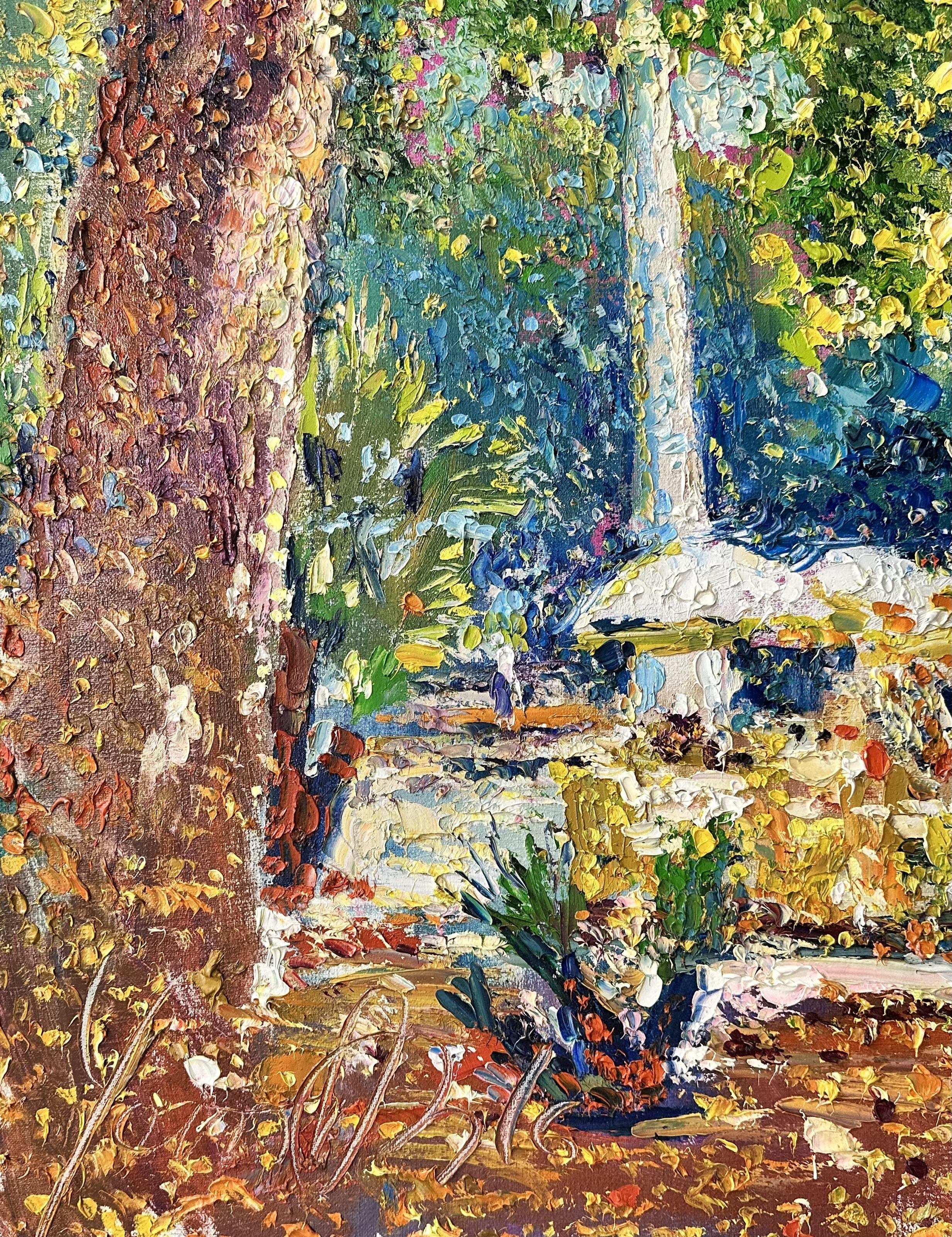 „In the Shade“ Antibes Französische Riviera, Gemälde, Öl auf Leinwand (Impressionismus), Painting, von Andrii  Chebotaru