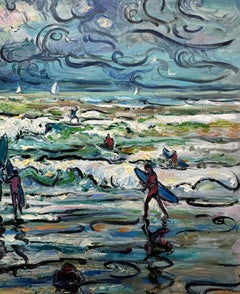 "En la cresta de las olas". Hendaya. Francia, Pintura, Óleo sobre lienzo