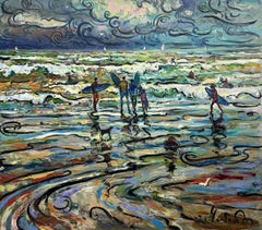 "On the Crest of the Waves". Hendaye. France., Painting, Oil on Canvas
